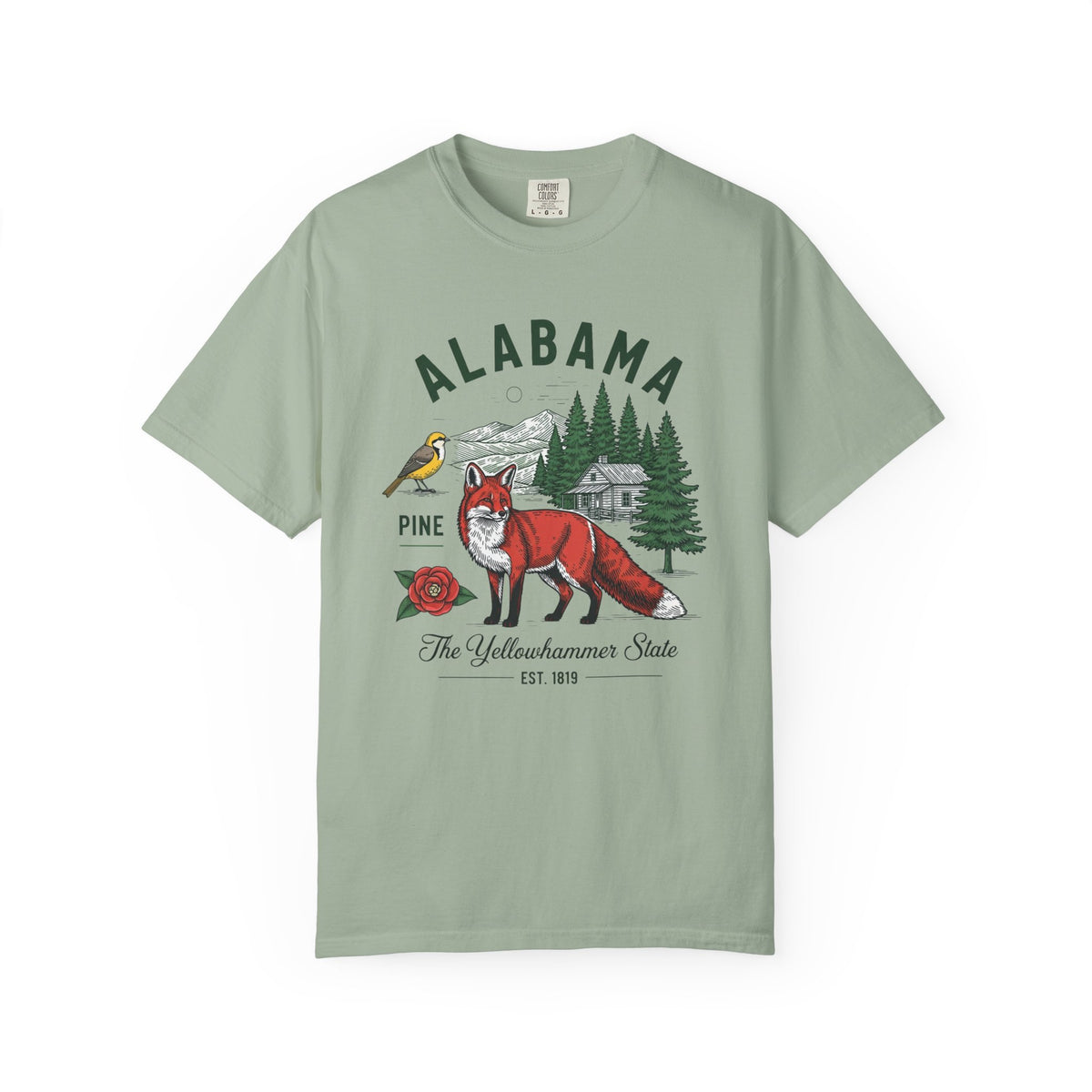 Alabama Graphic Unisex Heavyweight Garment-Dyed 100 US Cotton Tee Relaxed Fit - 3