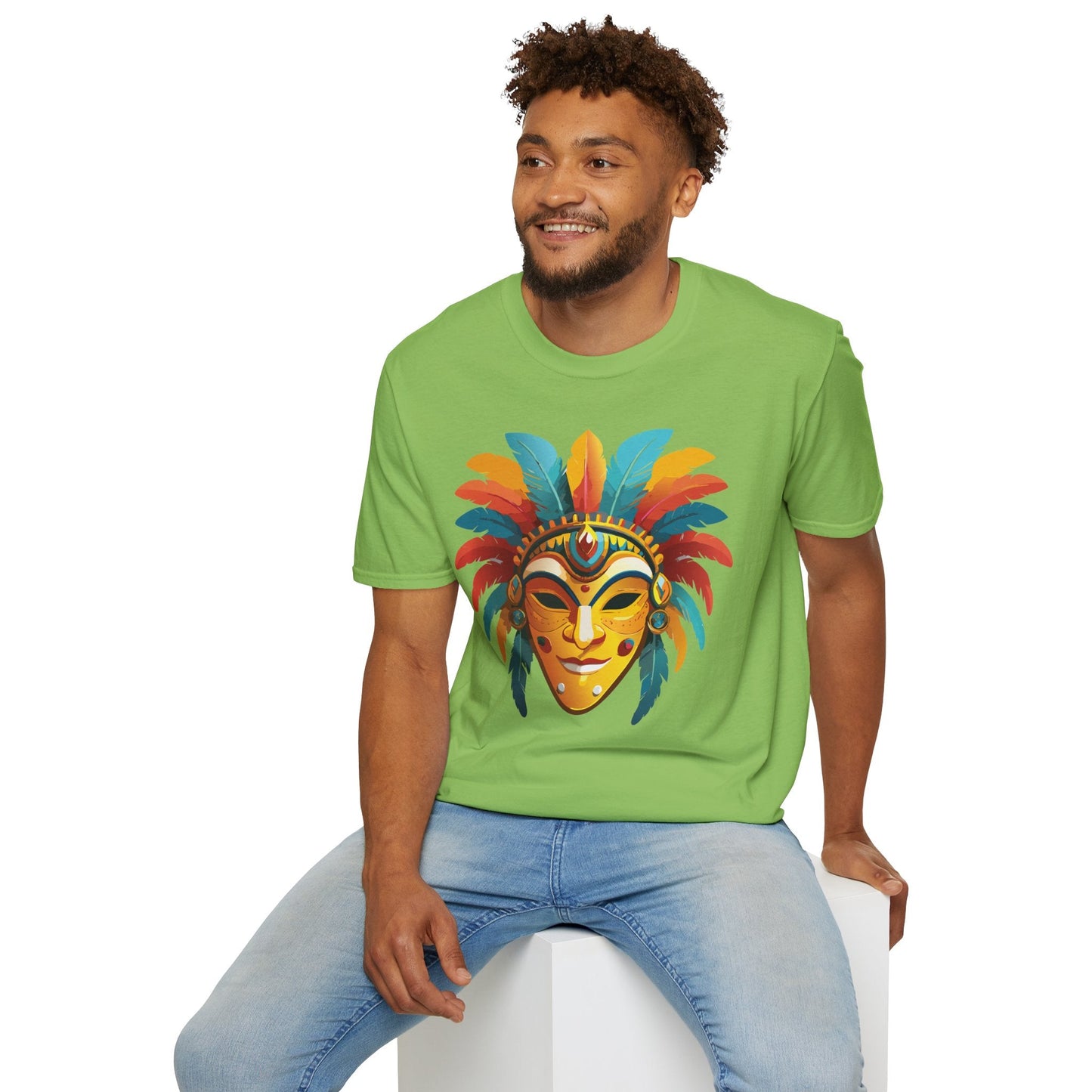 Mask Tee Shirt Unisex Masquerade Design Gildan Softstyle 100 Percent Cotton Tee for Everyday Comfort
