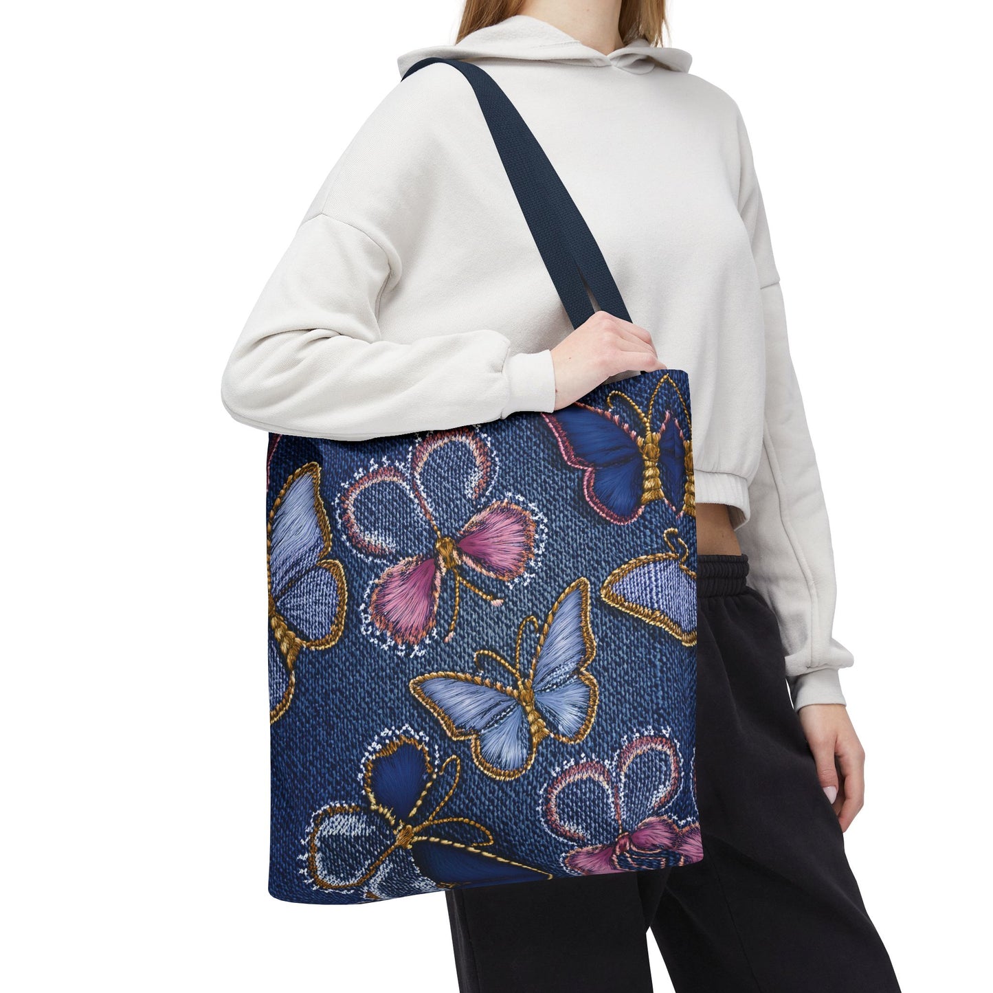 Denim Fabric Imitation Print Unisex Canvas Bag Poly Spun 3 Sizes Tote Bag 179