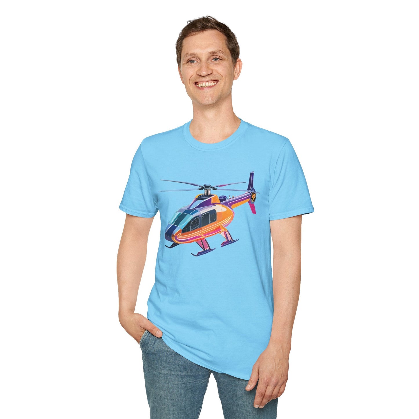 Chopper Helicopter Shirt Unisex Tee Gildan Softstyle 64000 Lightweight 100 Percent Cotton