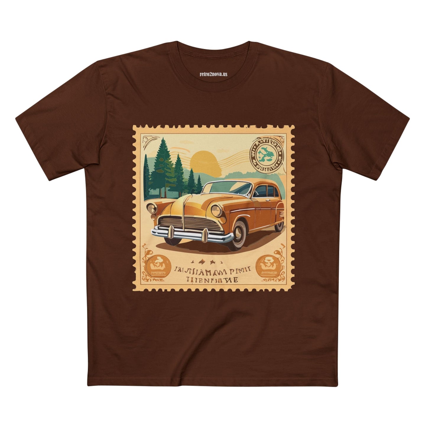 Retro2Nova Postage Stamp Shirt Unisex Premium Cotton Tee With Original Art Design
