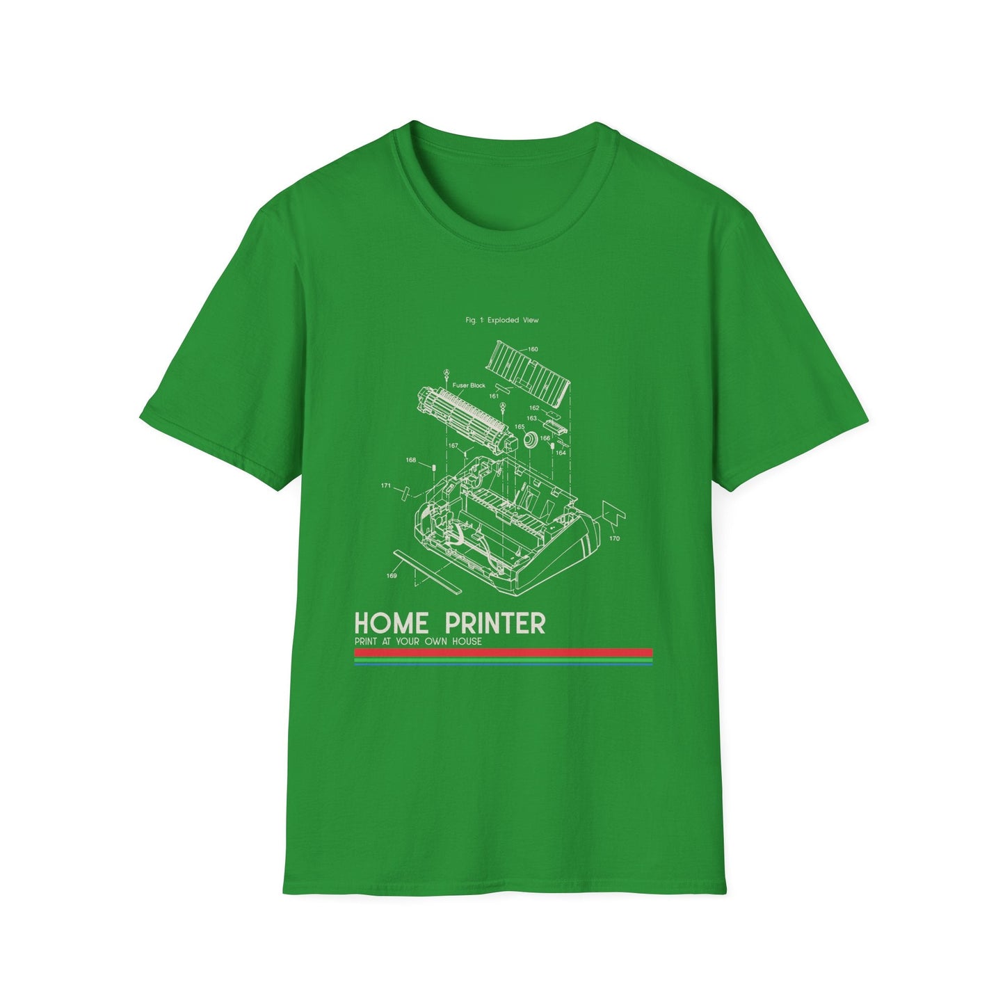 Unisex Cotton T-Shirt Vintage Home Printer Blueprint Tee Home Printer Works 4 Microdots Slogan