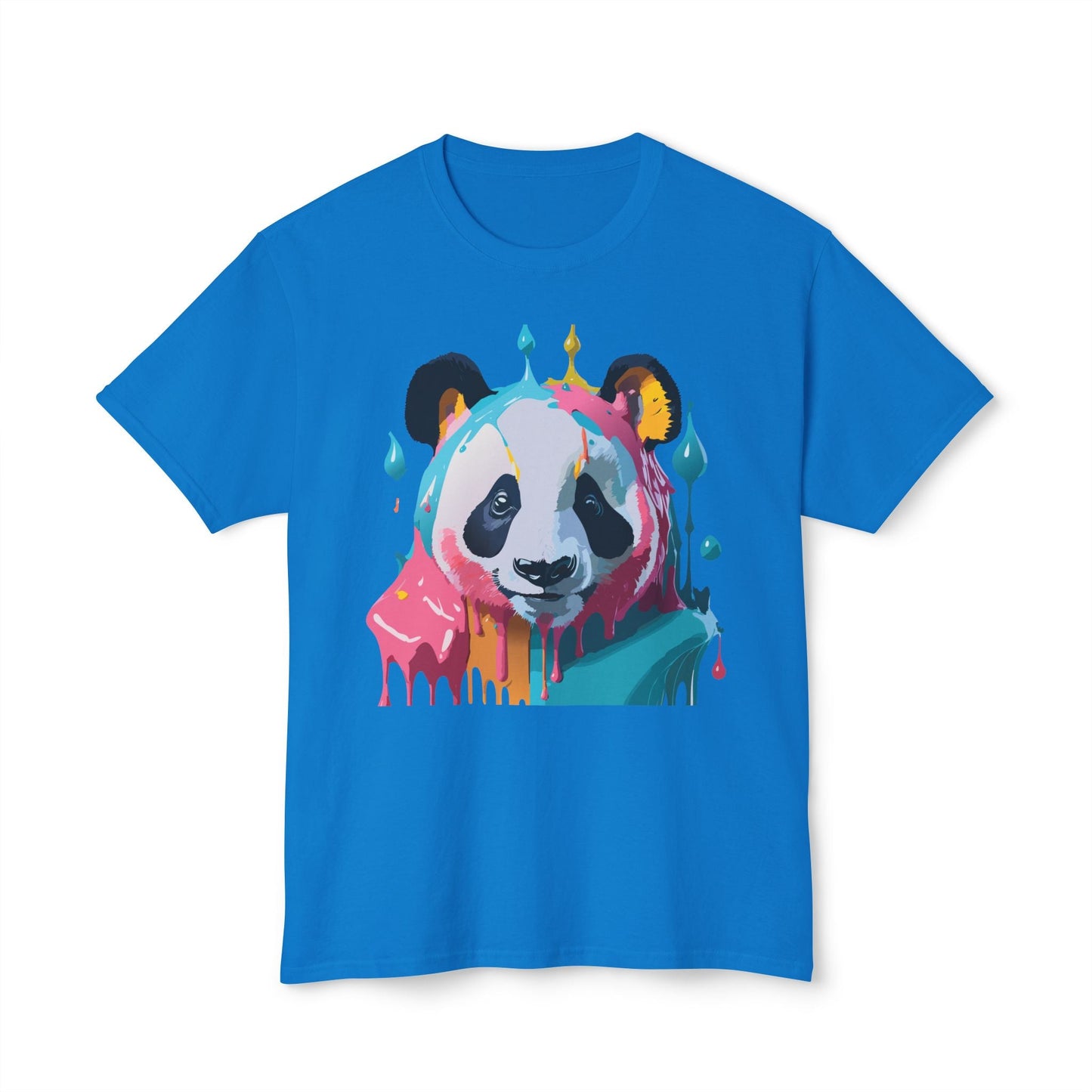 Unisex Panda Art T Shirt With Floral Design Print In HD Cotton 100 Percent USA Made