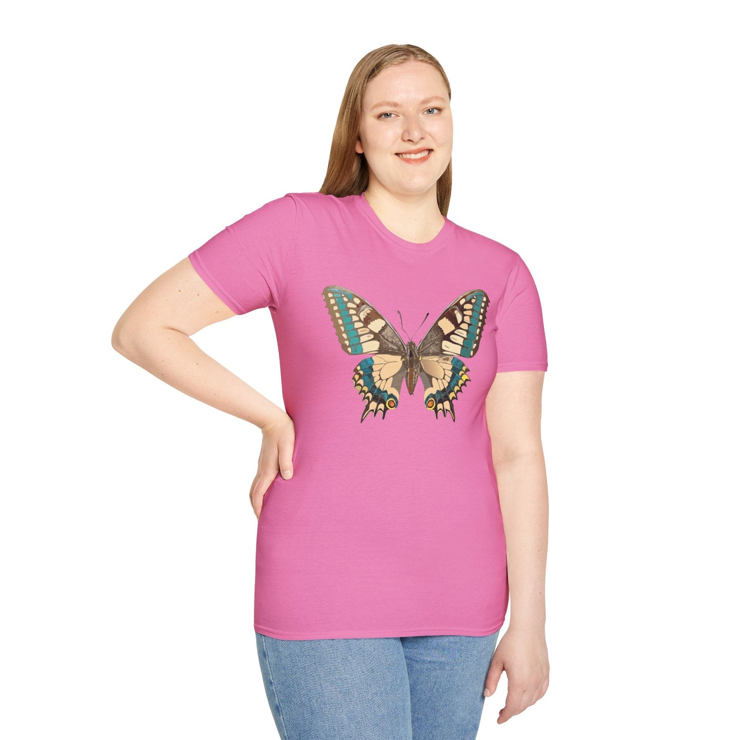 Unisex Butterfly T Shirt Softstyle 64000 Ring Spun Cotton Lightweight Tee Breathable Everyday Comfort