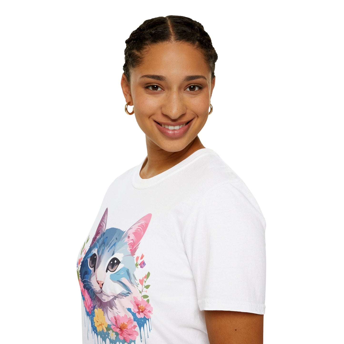 Cat Shirt Unisex Cat Tee Kitten Print Gildan Softstyle 64000