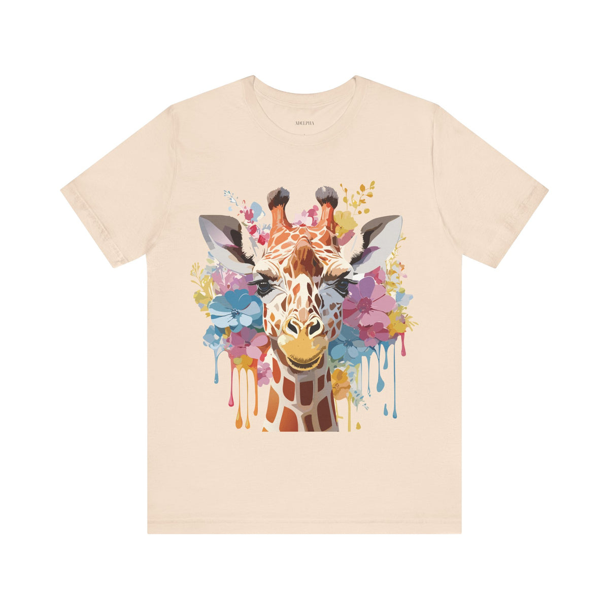Giraffe Graphic Unisex Cotton Bella+Canvas Tee with Art Animal Design e18