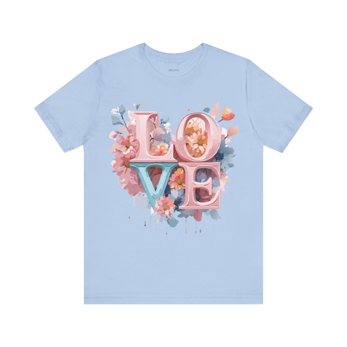 Valentine Day Graphic Unisex 100 Cotton Vintage Artwork with Love and Flower Design Tee 57