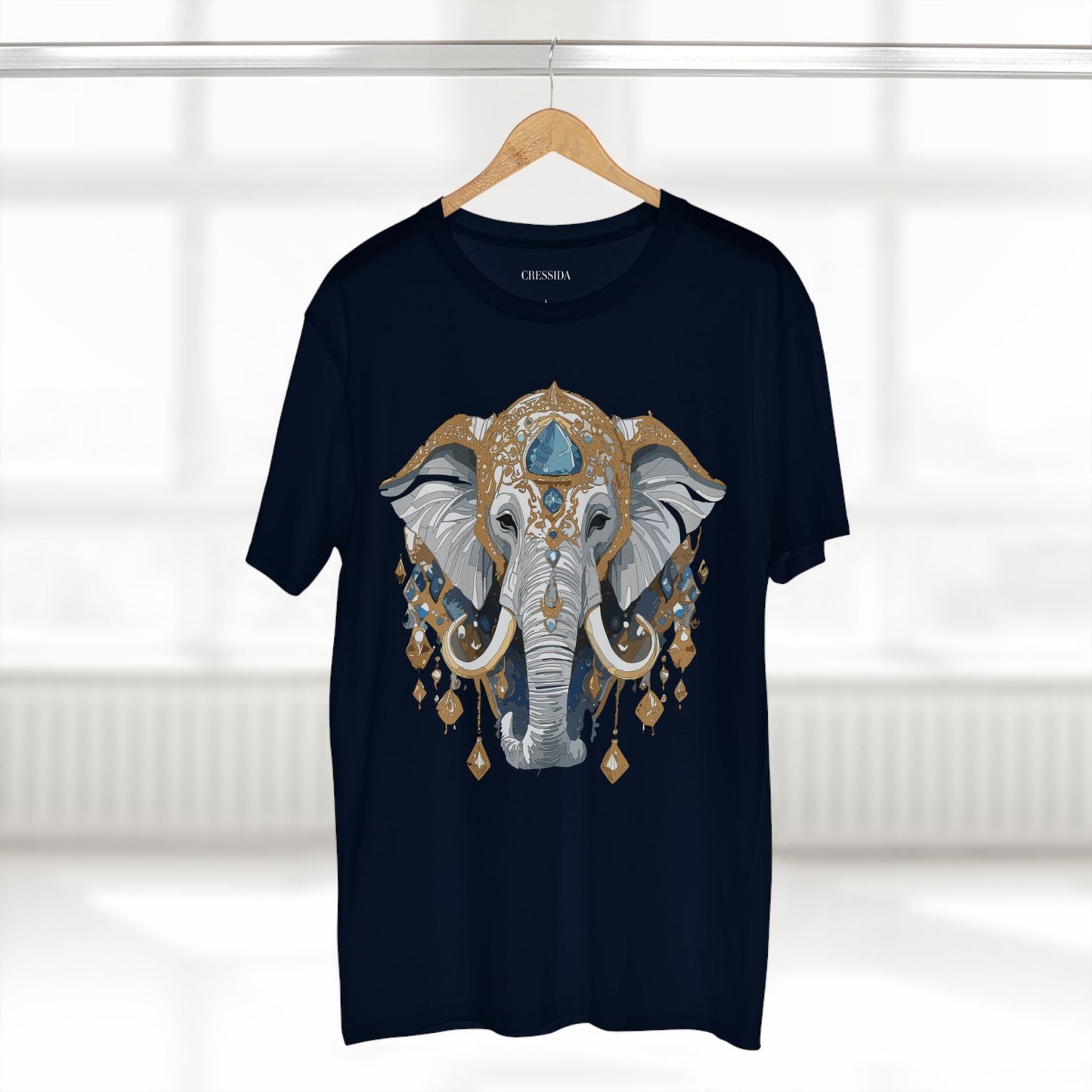 Elephant Graphic Unisex 100 Cotton Tee With Unique Animal Golden Medallion Art Design 40