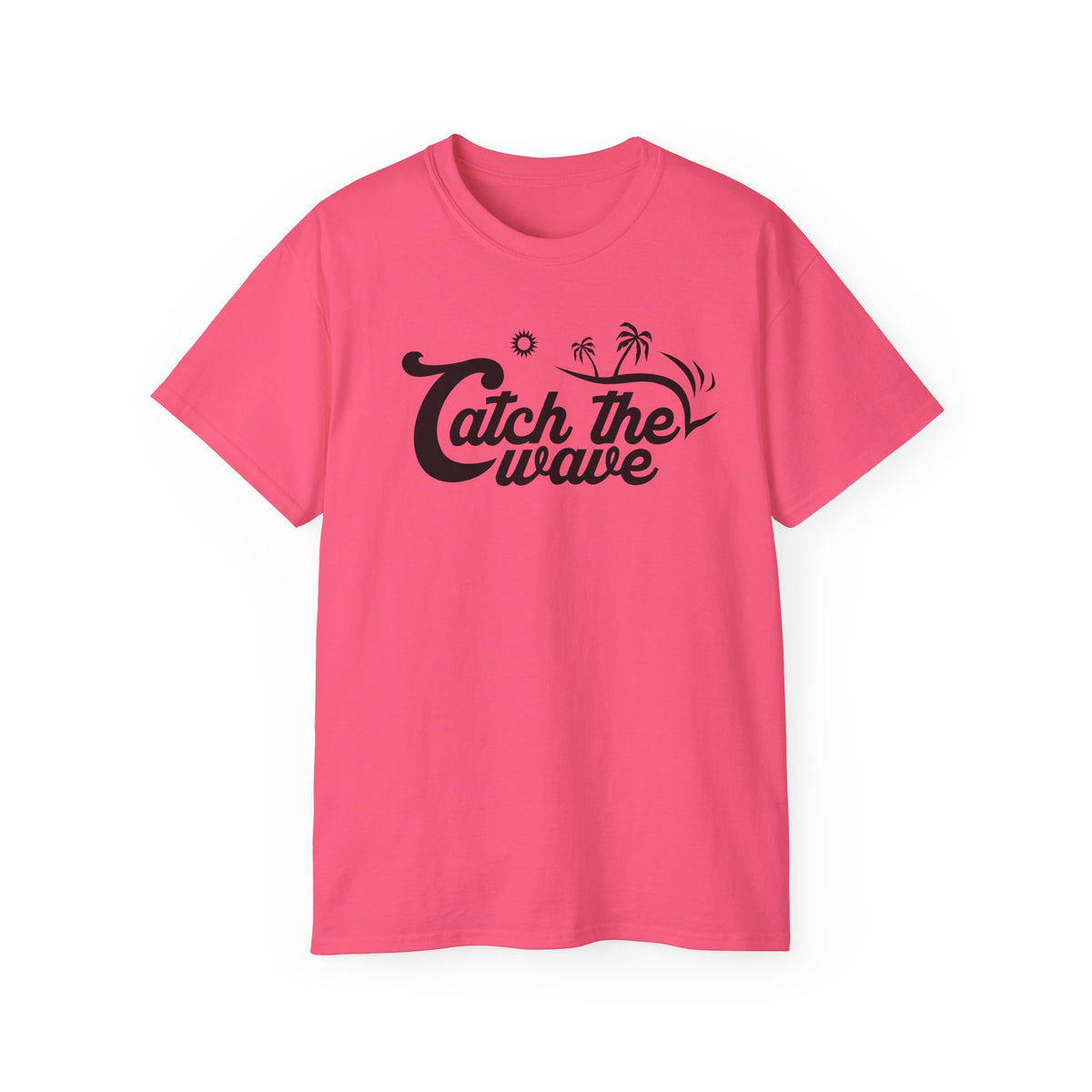 Catch the Wave Tee | Surf Script Typography, Palm Trees, Beach Vibes