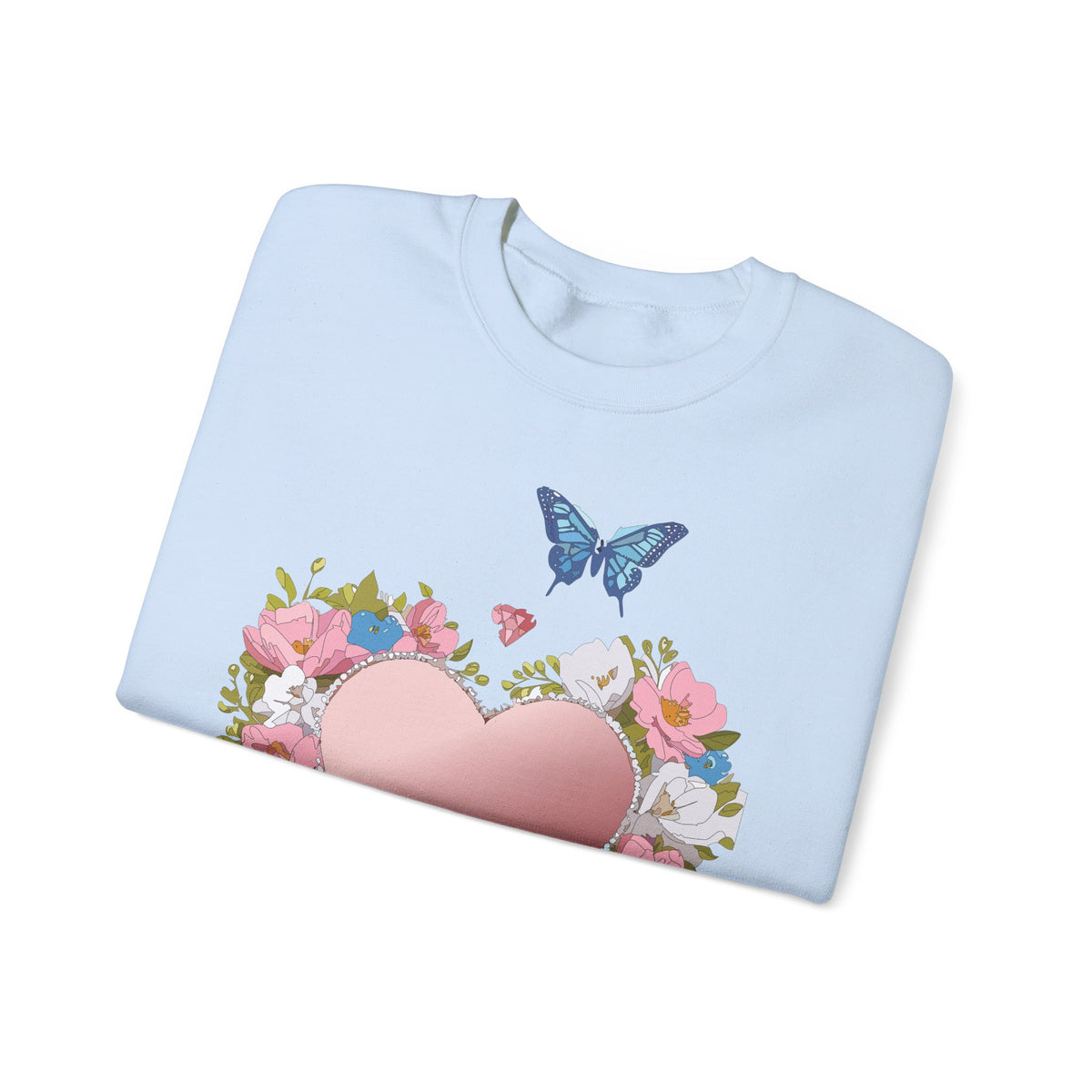 Floral Heart Love Graphic Valentine's Day Sweatshirt Unisex 50/50 Cotton-Poly Sweatshirt w30