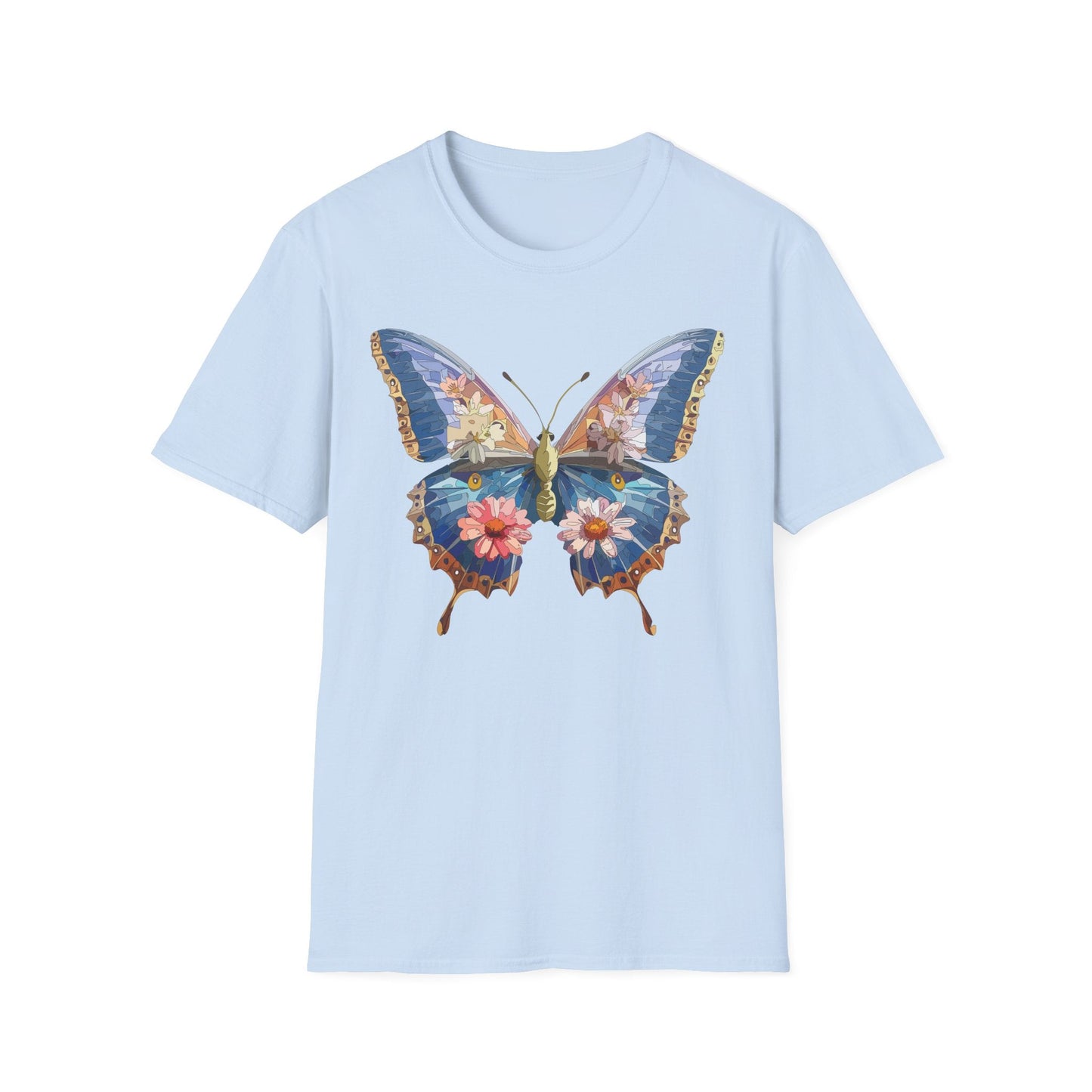 Butterfly T Shirt Unisex Softstyle 64000 Gildan Monarch Design 100 Percent Ring Spun Cotton Tee