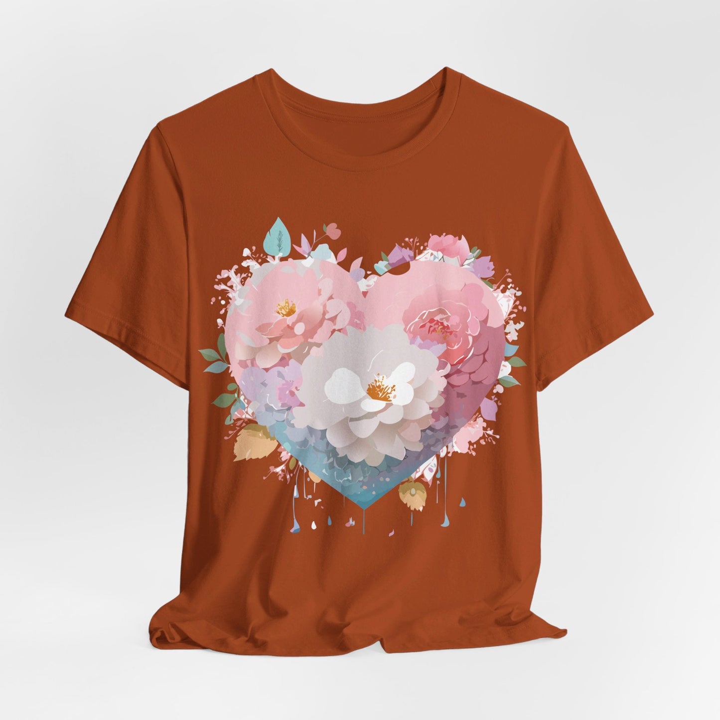 Valentine Day Graphic Unisex 100 Cotton Vintage Artwork with Love and Flower Design Tee 34