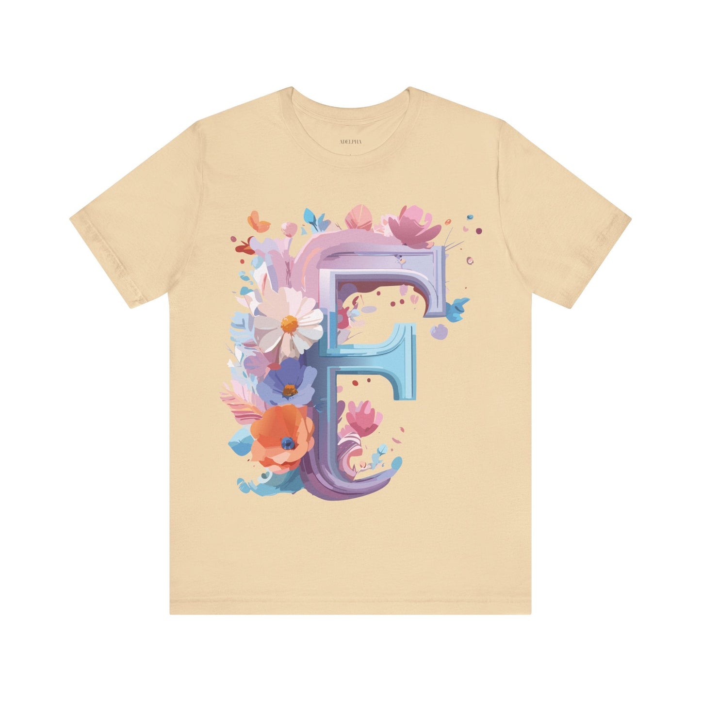 Letter F Graphic Tee Unisex Vintage Style Shirt Featuring Adelpha Artwork Premium Short Sleeve