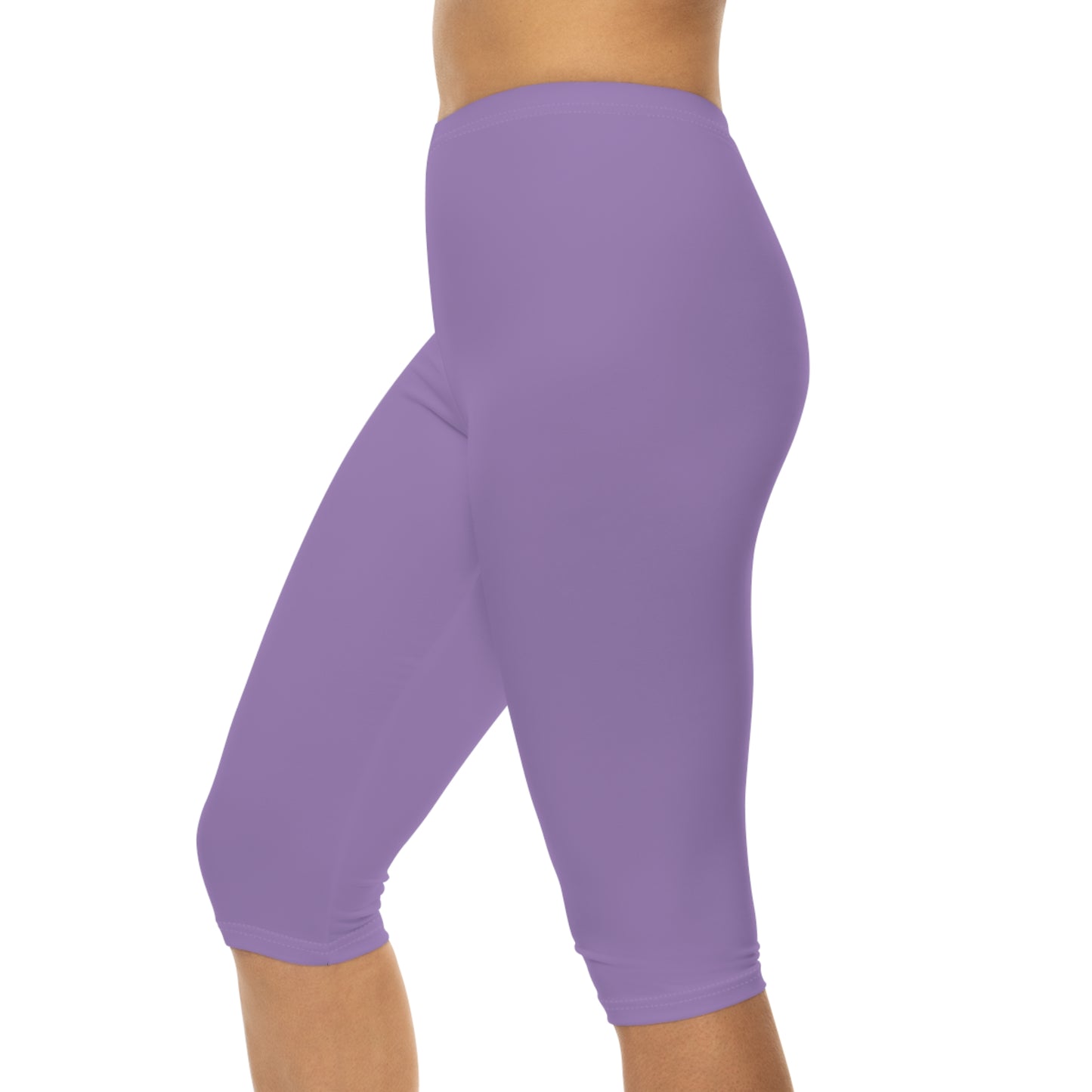 Winter Night Lilac Color Women's Brushed Suede Poly Span Casual Capri Leggings XS-2XL
