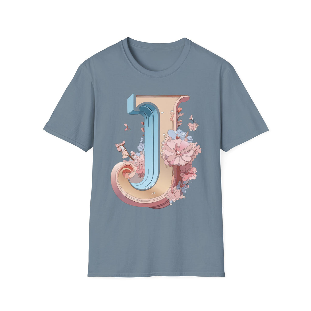 Floral Letter J T-Shirt | Botanical Monogram Tee