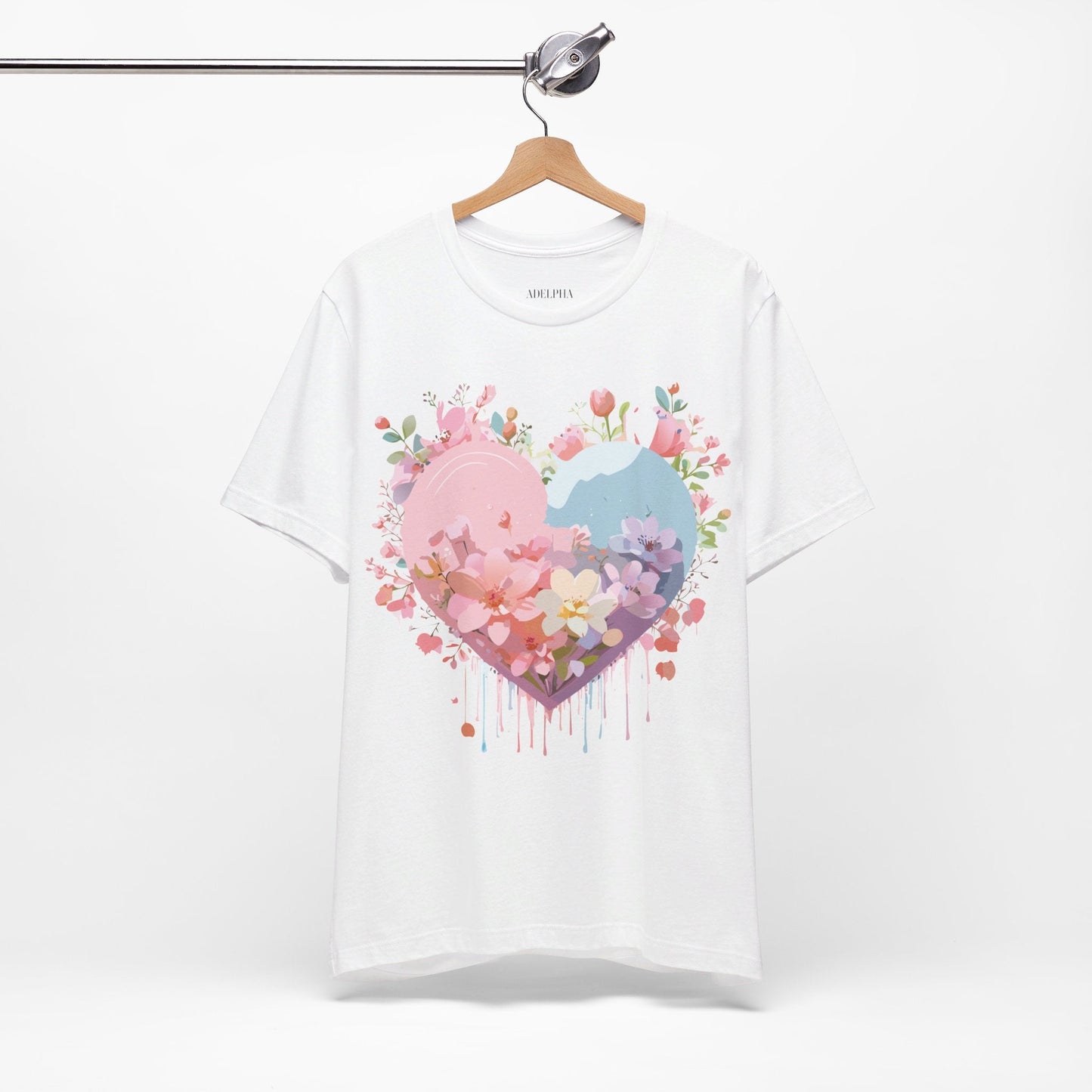 Valentine Day Graphic Unisex 100 Cotton Vintage Artwork with Love and Flower Design Tee 31