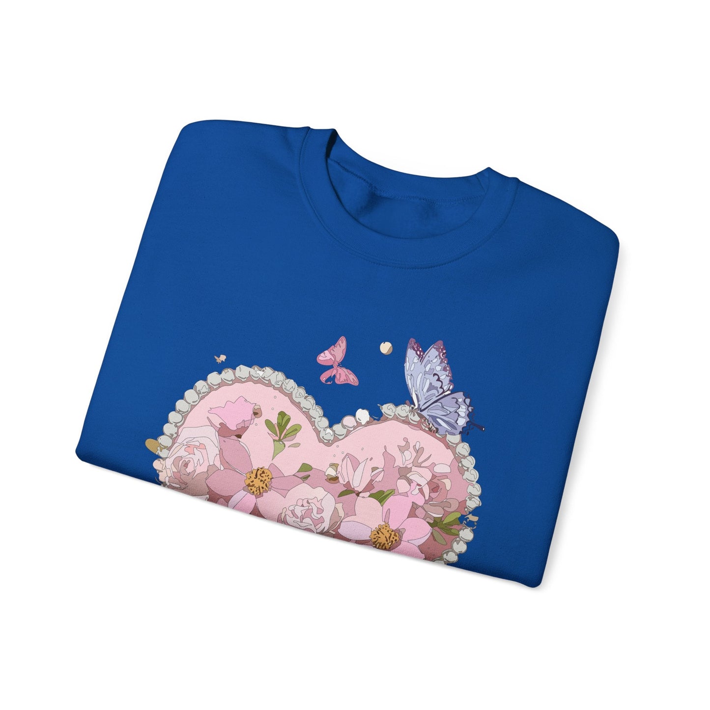 Floral Heart Sweatshirt for Unisex Valentines Day Crewneck Heart Floral Print Gift