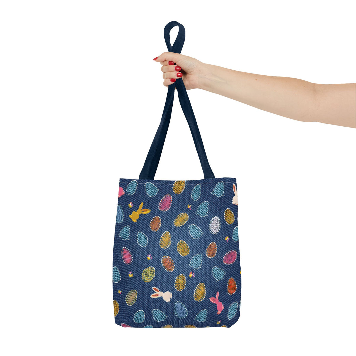 Easter Graphic Design Denim Fabric Imitation Print Unisex Canvas Bag Poly Spun 3 Sizes Tote Bag 204-3