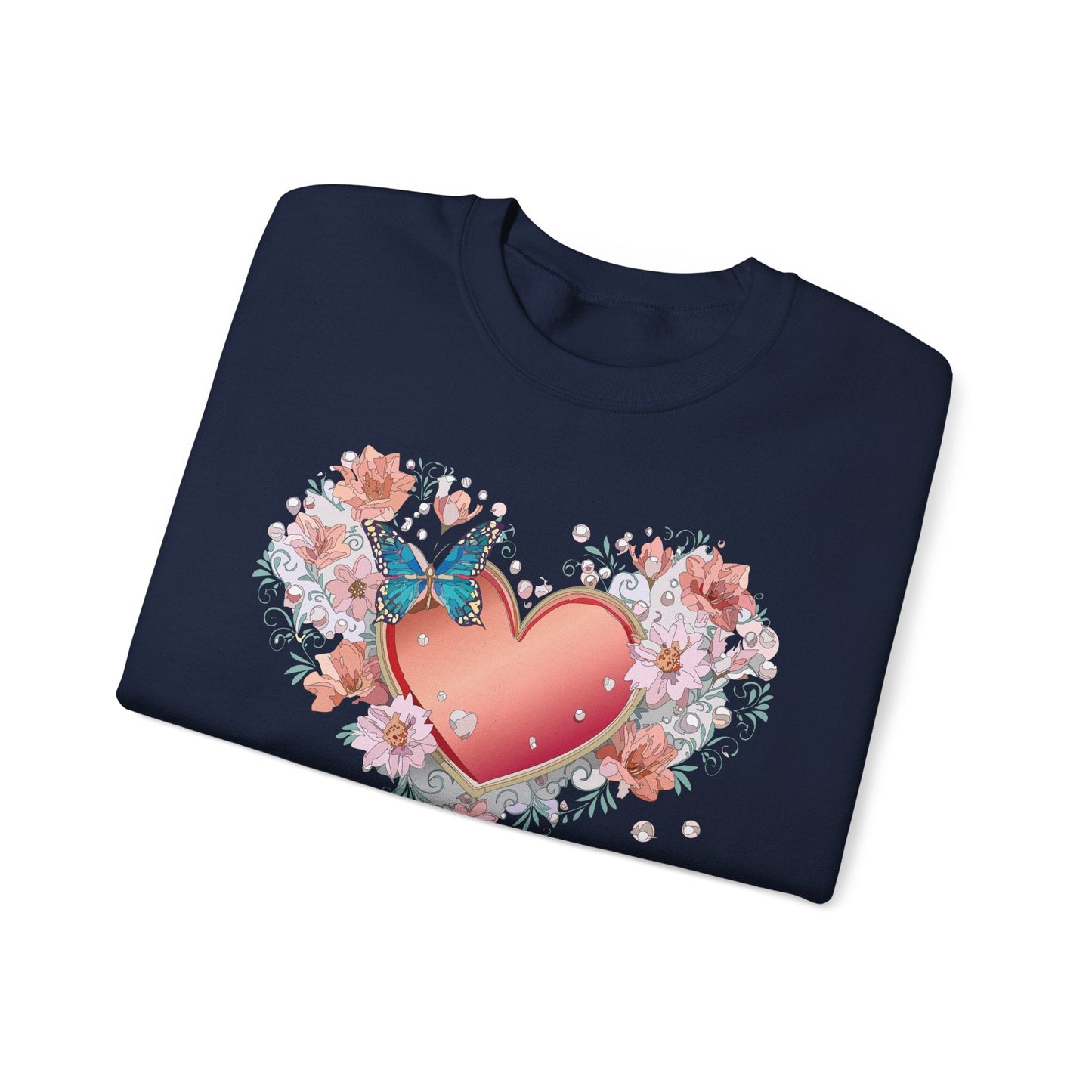 Unisex Floral Heart Sweatshirt With Love Graphic For Valentines Day Gift Cozy Winter Wear