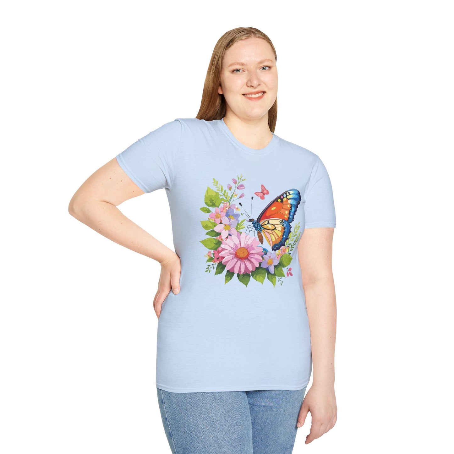 Butterfly T Shirt Unisex Short Sleeve Gildan Softstyle 64000 Monarch Butterfly Design Graphic