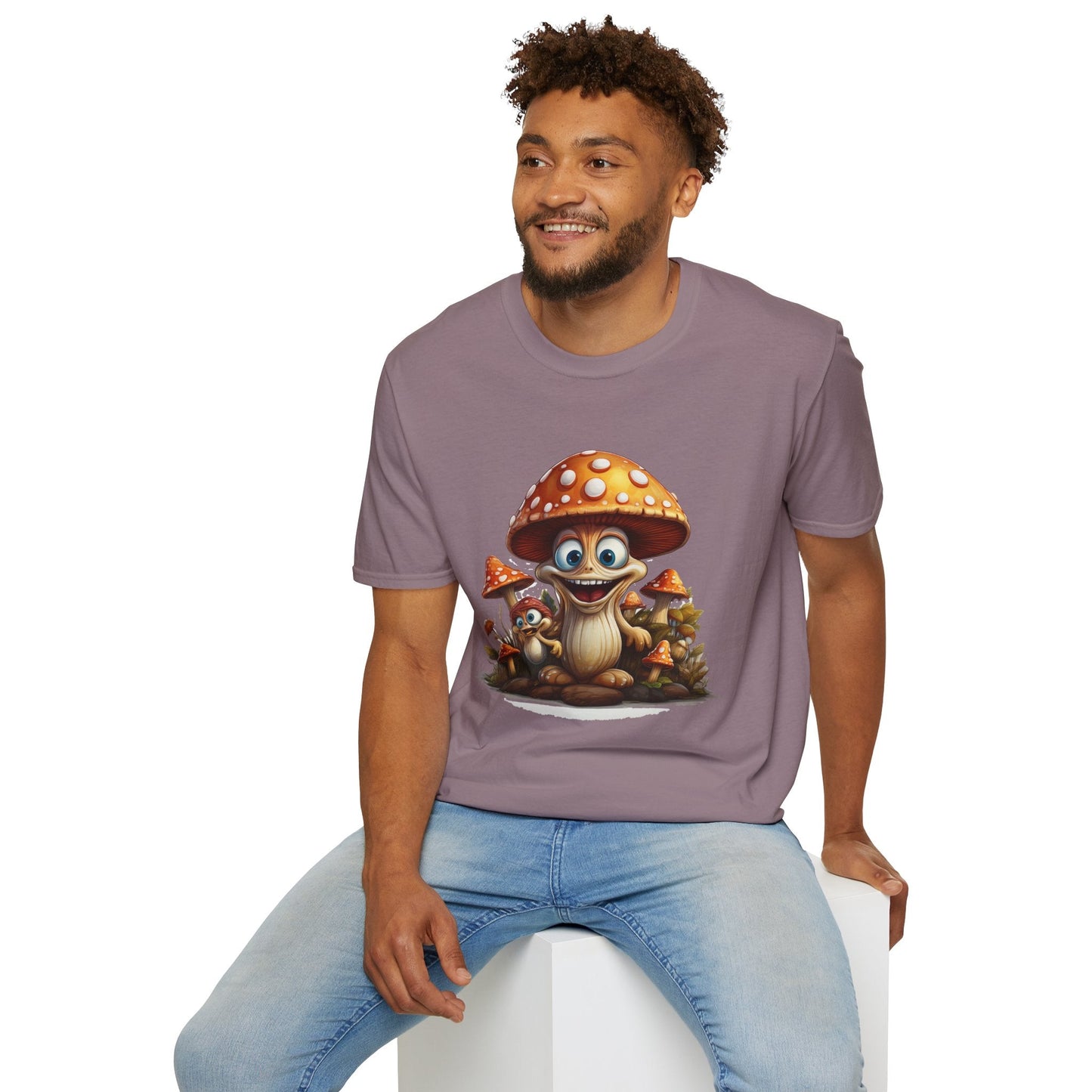 Funny Mashroom Graphic Unisex Softstyle Cotton With Cartoon Illustration Design 16