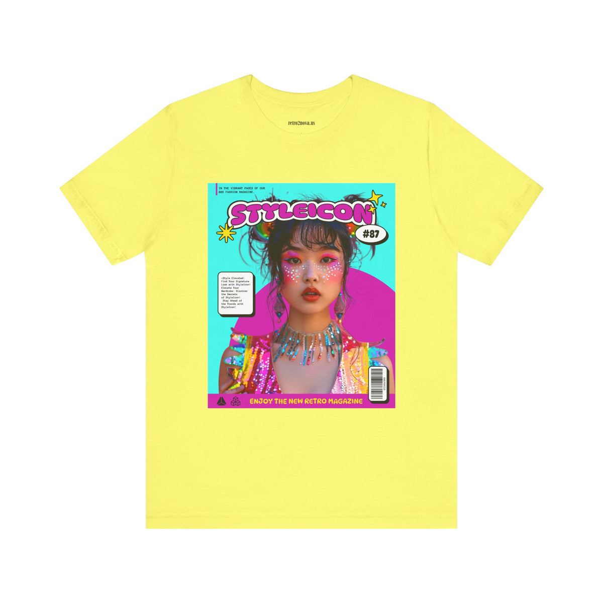 Magazine Cover Graphic Unisex Cotton Bella+Canvas Tee with Retro Poster ab32