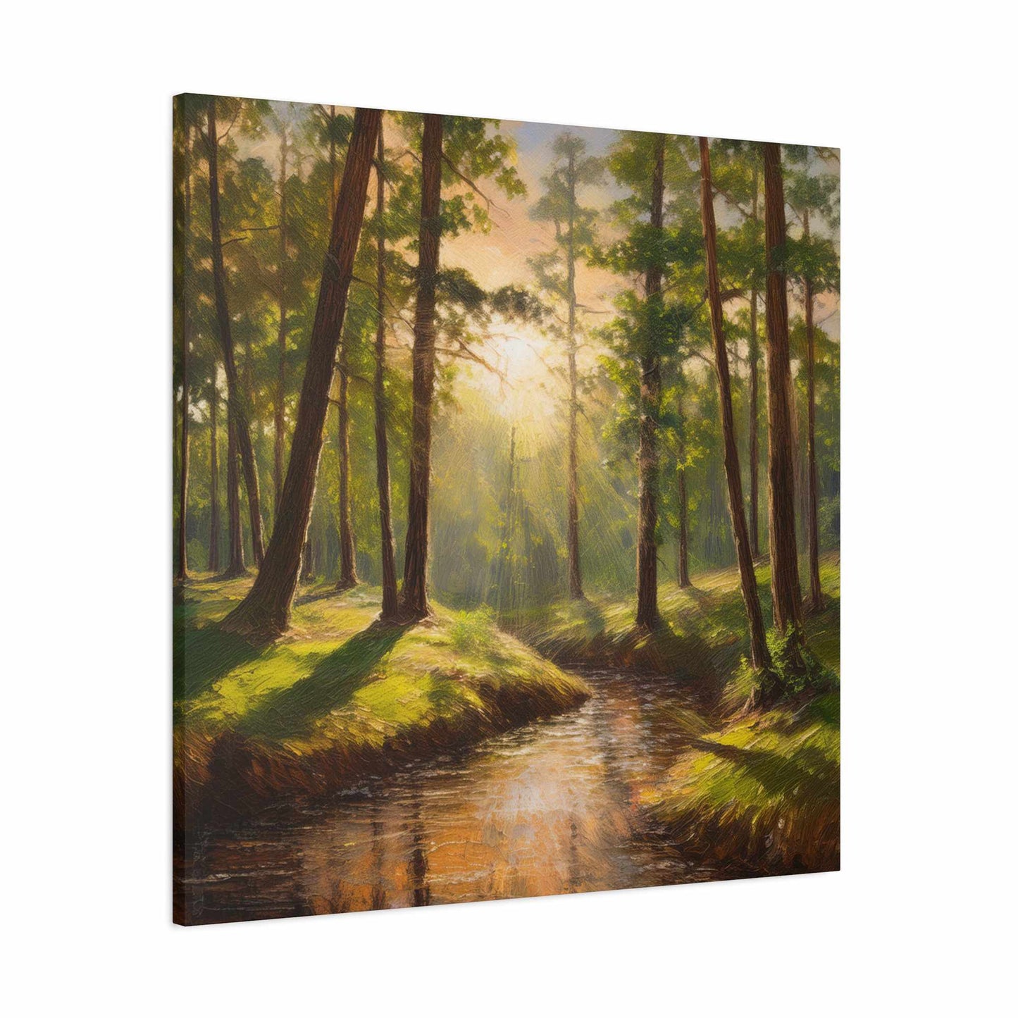 Forest Print Canvas, Trees Oil Paint Print 20x20, 24x24, 30x30, 32x32, 36x36 Art Design Print Pine-Wood Inner Frame MC-73