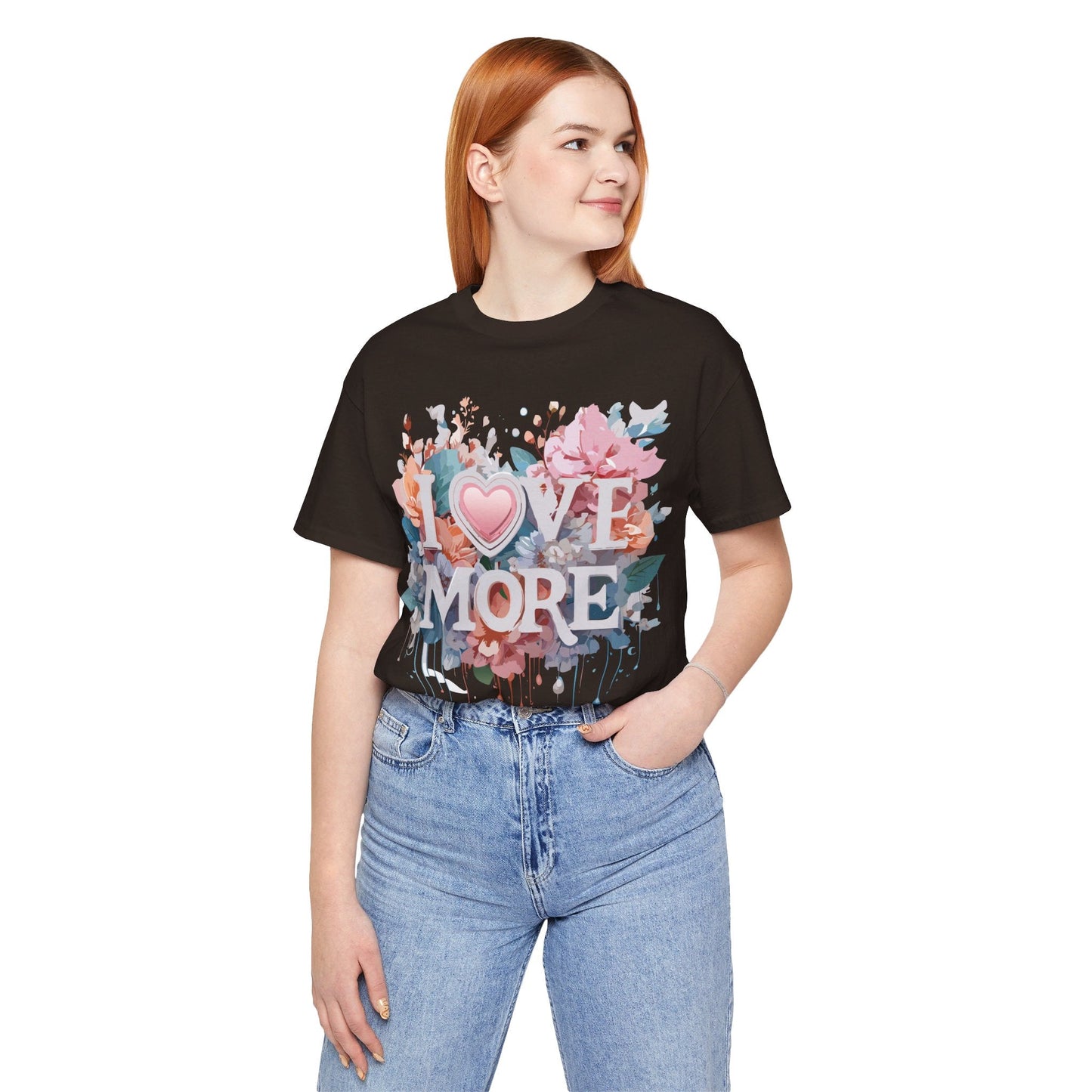 Valentine Day Graphic Unisex 100 Cotton Vintage Artwork with Love and Flower Design Tee 15