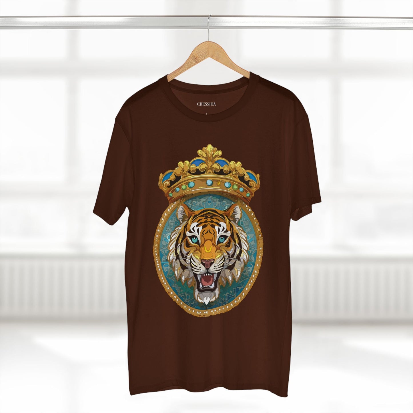 Tiger Graphic Unisex 100 Cotton Tee With Unique Animal Golden Medallion Art Design 3