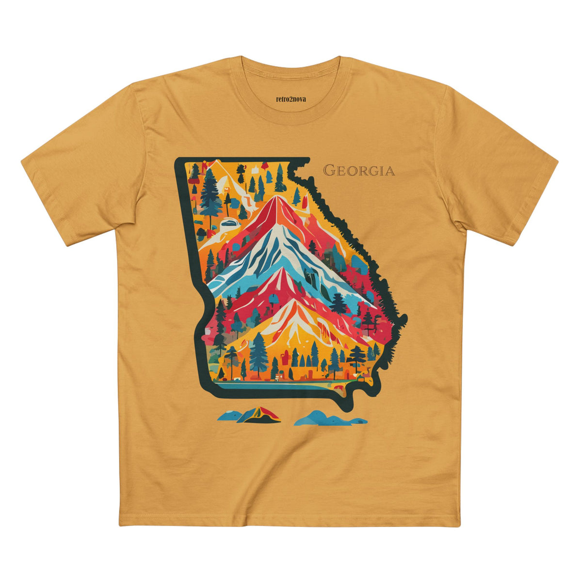 Georgia mountain state map T-Shirt | colorful retro landscape tee