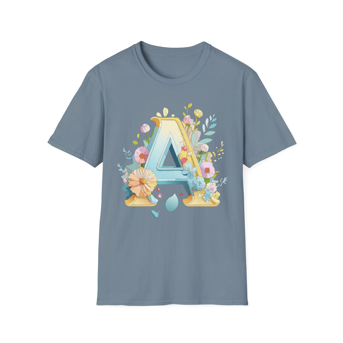 Floral Letter A T-Shirt | Monogram Initial Tee