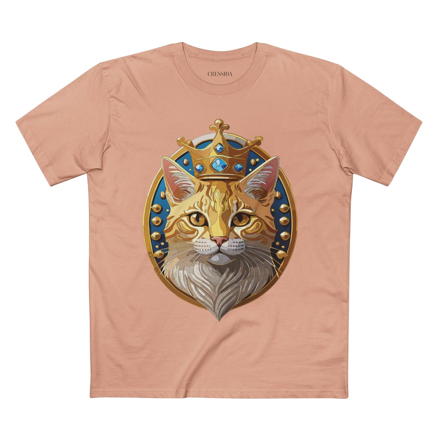 Cat Graphic Unisex 100 Cotton Tee With Unique Animal Golden Medallion Art Design 15