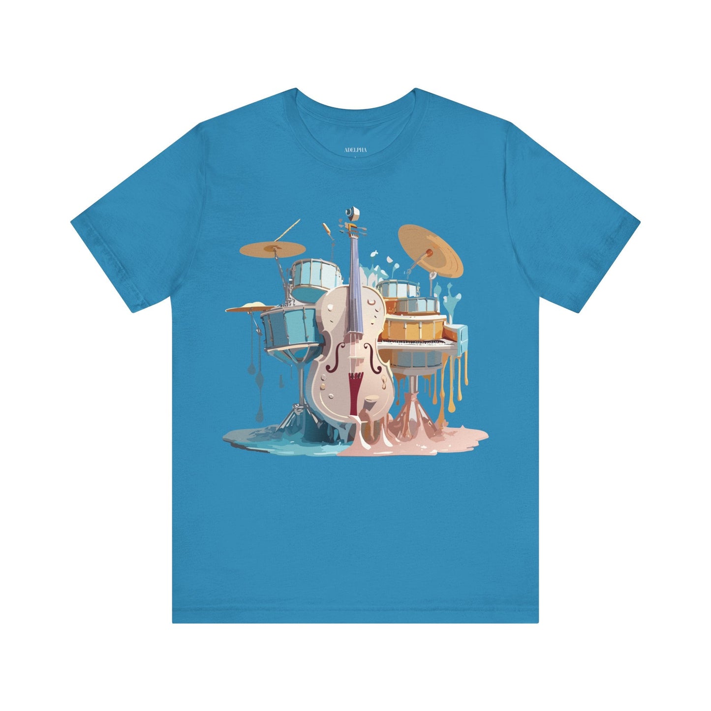 Music Graphic Unisex 100 Cotton Vintage Art with Musical Elements Tee 84