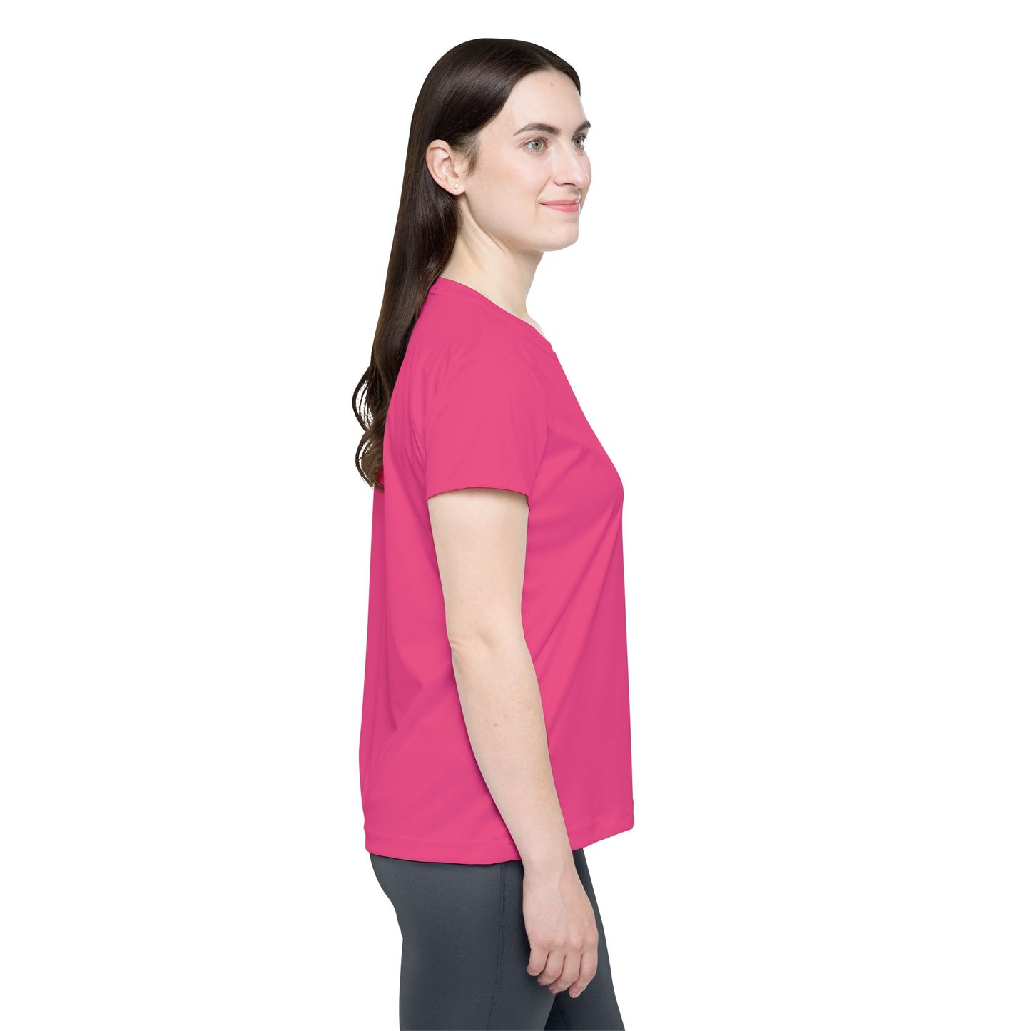 Wild Strawberry Women's Sports Jersey Short Sleeves 100% Poly Solid Pink Color Print Athletic Tee
