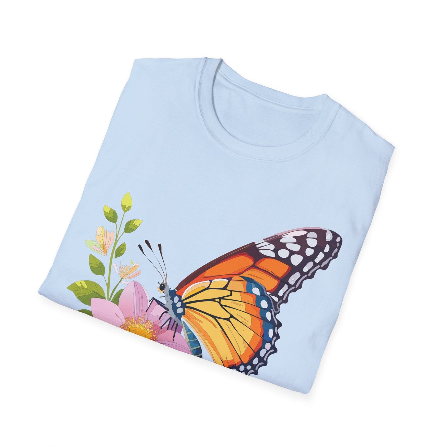 Butterfly T Shirt for Women and Men Monarch Print Softstyle Unisex Gildan 64000 Tee
