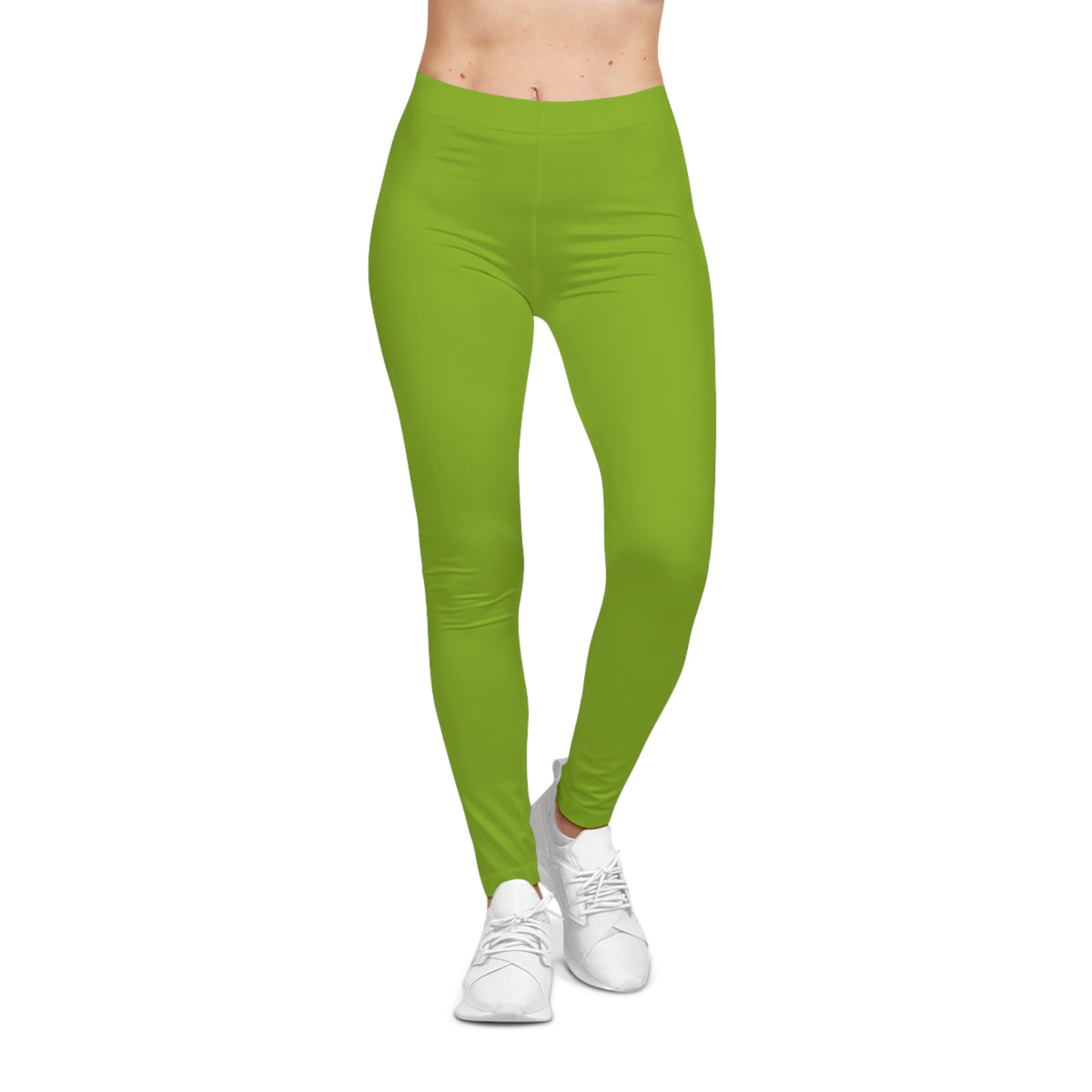 Lime Moss Color Women's Poly-Span Casual Leggings XS-2XL
