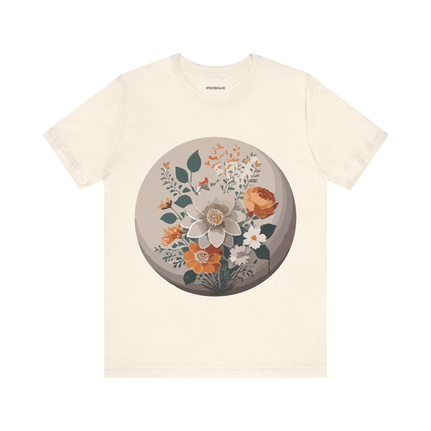 Retro2Nova Floral Shirt Unisex Short Sleeve Tee Lightweight Breathable Cotton Blend Jersey