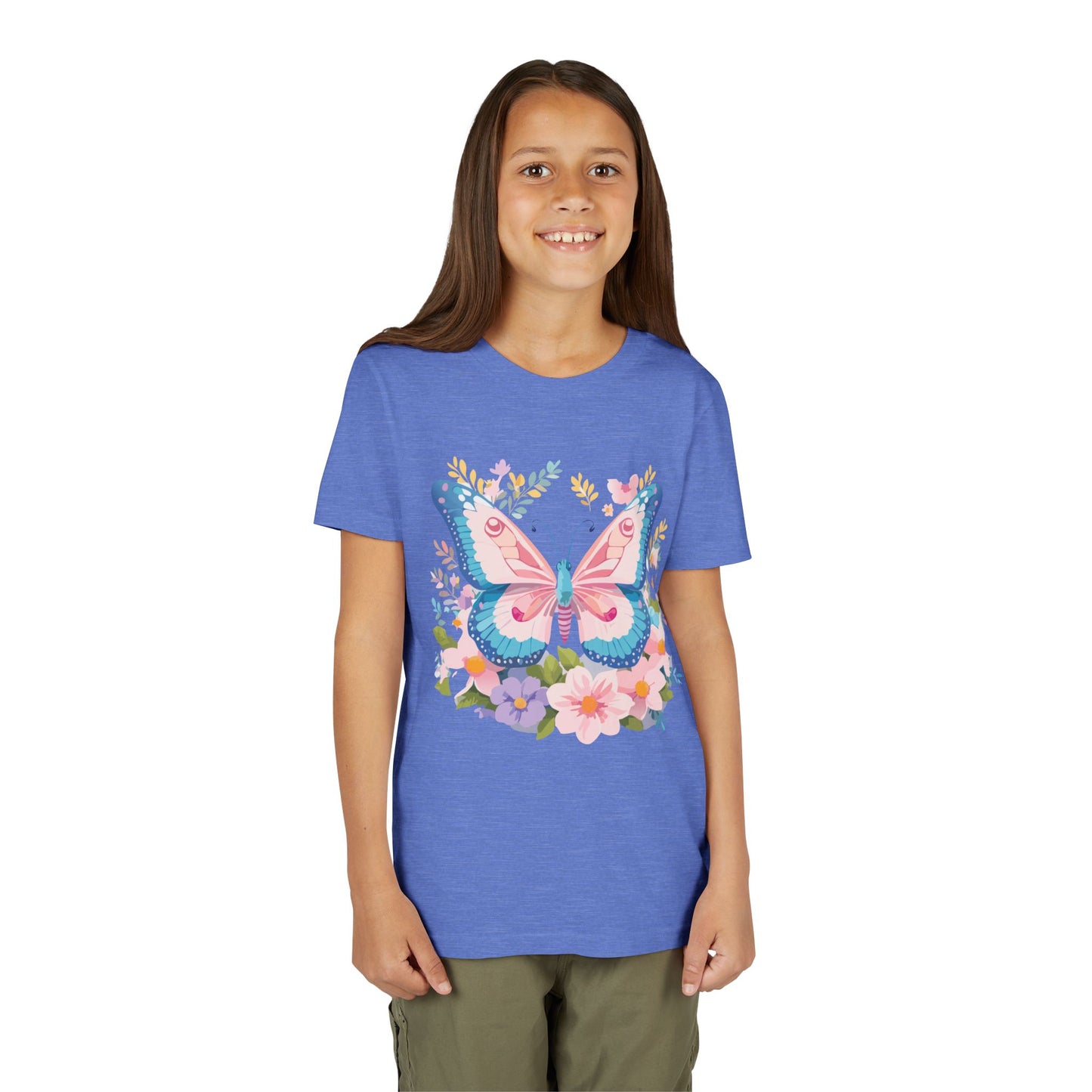 Camiseta juvenil Butterfly Blossom: camiseta de manga corta colorida para celebraciones de primavera (9 a 14 años)