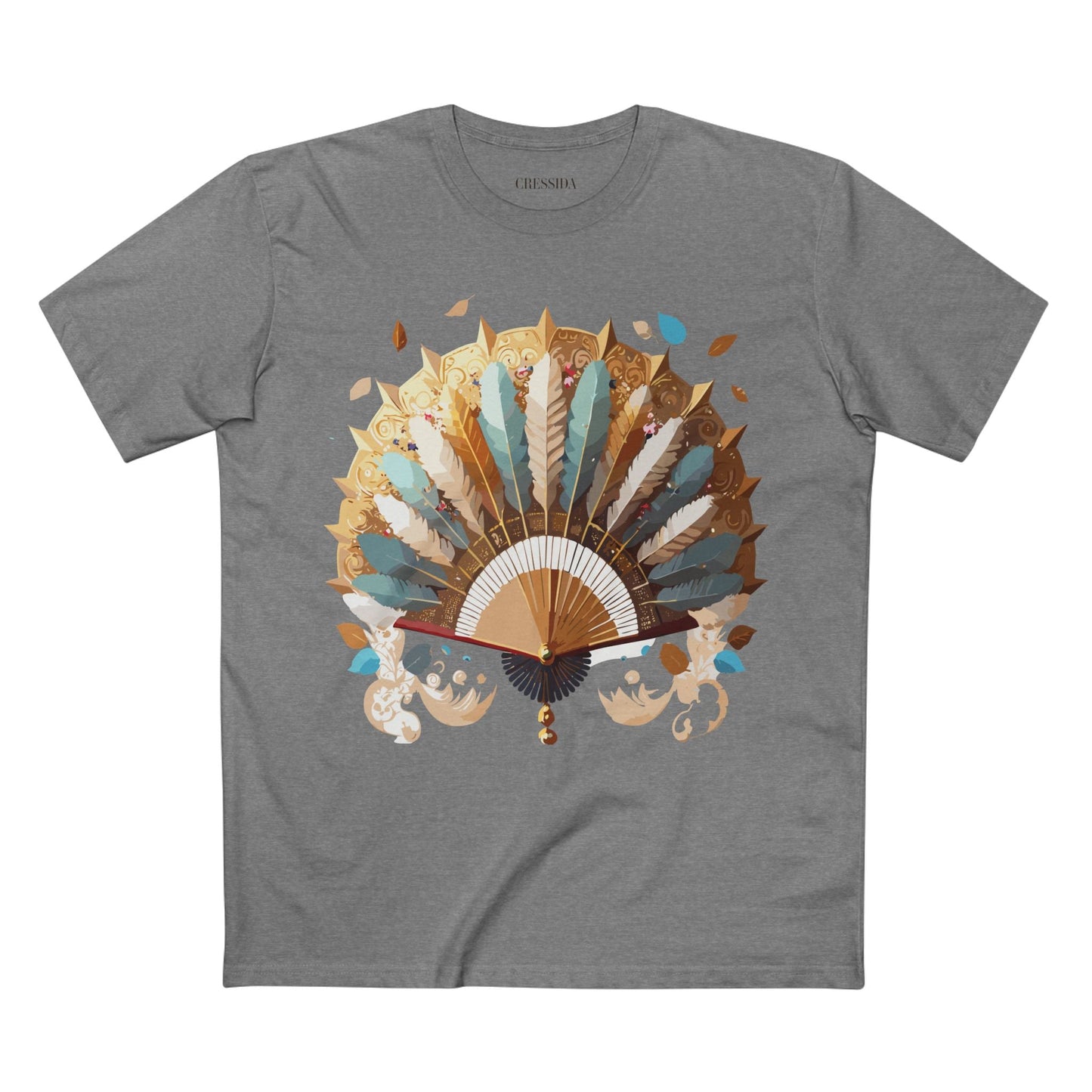 Antique Fan Graphic Design T-Shirt Unisex 100 Cotton Floral Carnival Artwork Tee 7