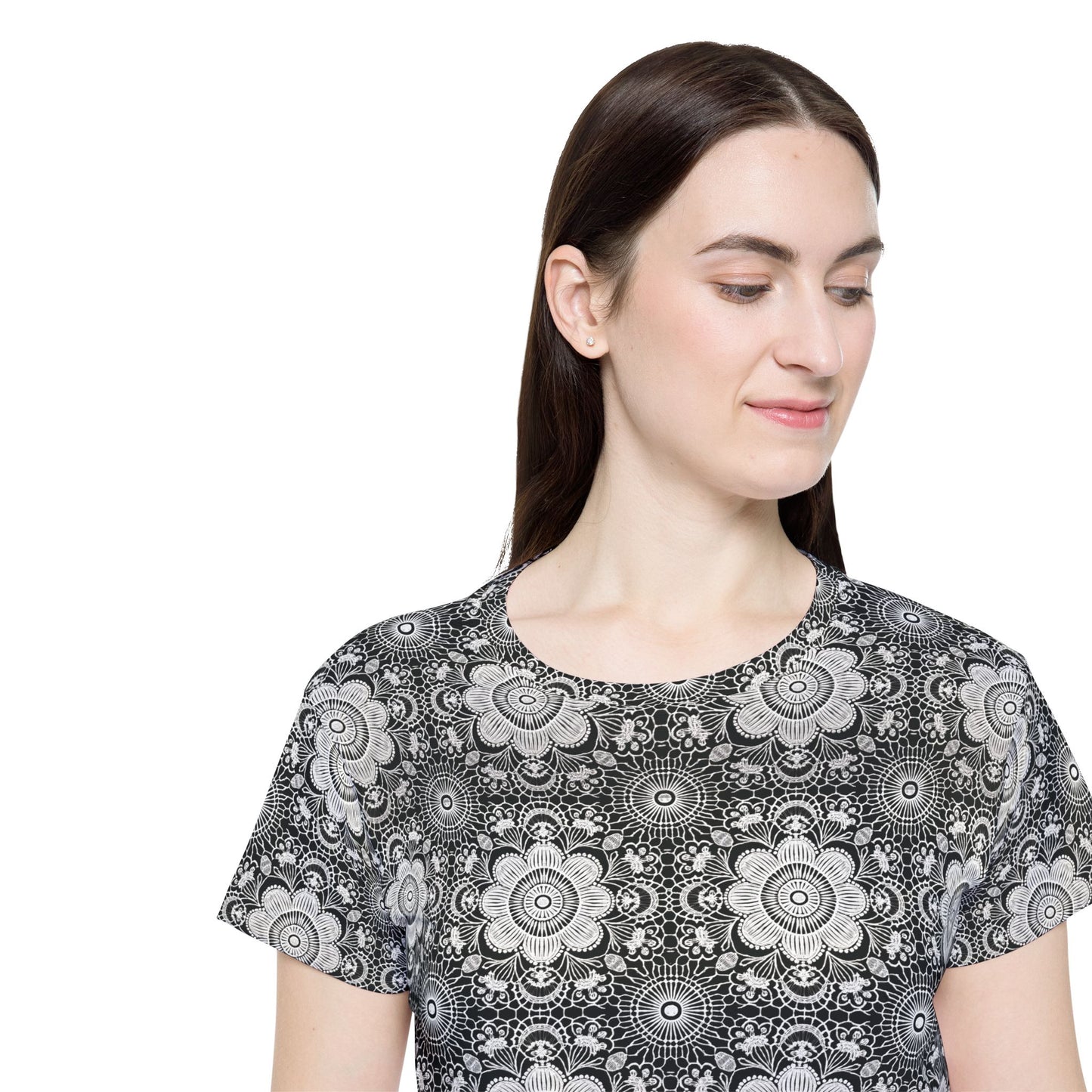 Lace Print Poly Shirt, Poly Shirt with Lace Print, Lace Shirt 36