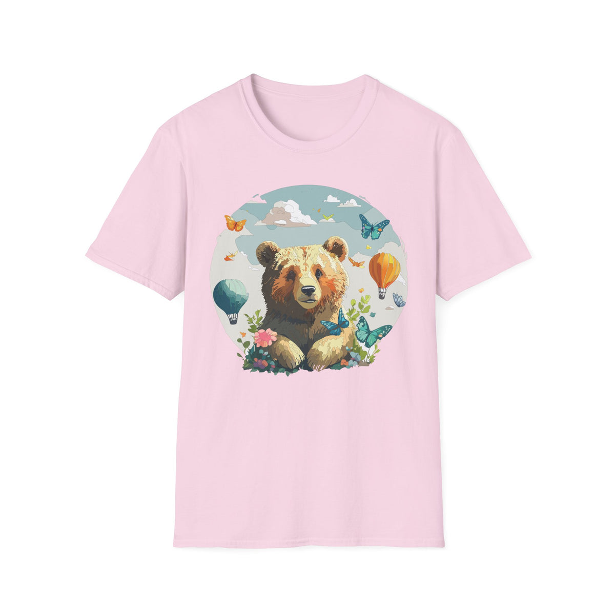 Cute Teddy Bear Balloon Garden Graphic Tee Unisex 100 Cotton Gildan T-Shirt