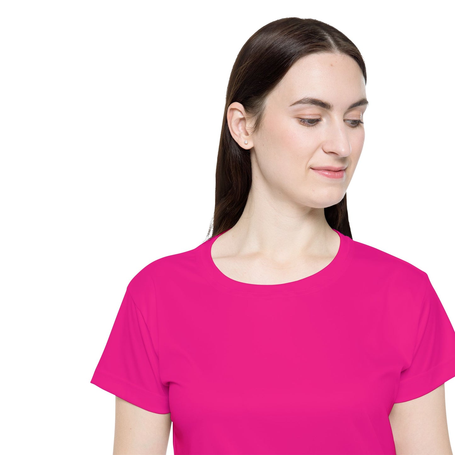 Barbie Pink Women's Sports Jersey Short Sleeves 100% Poly Solid Hot Pink Color Print Athletic Tee