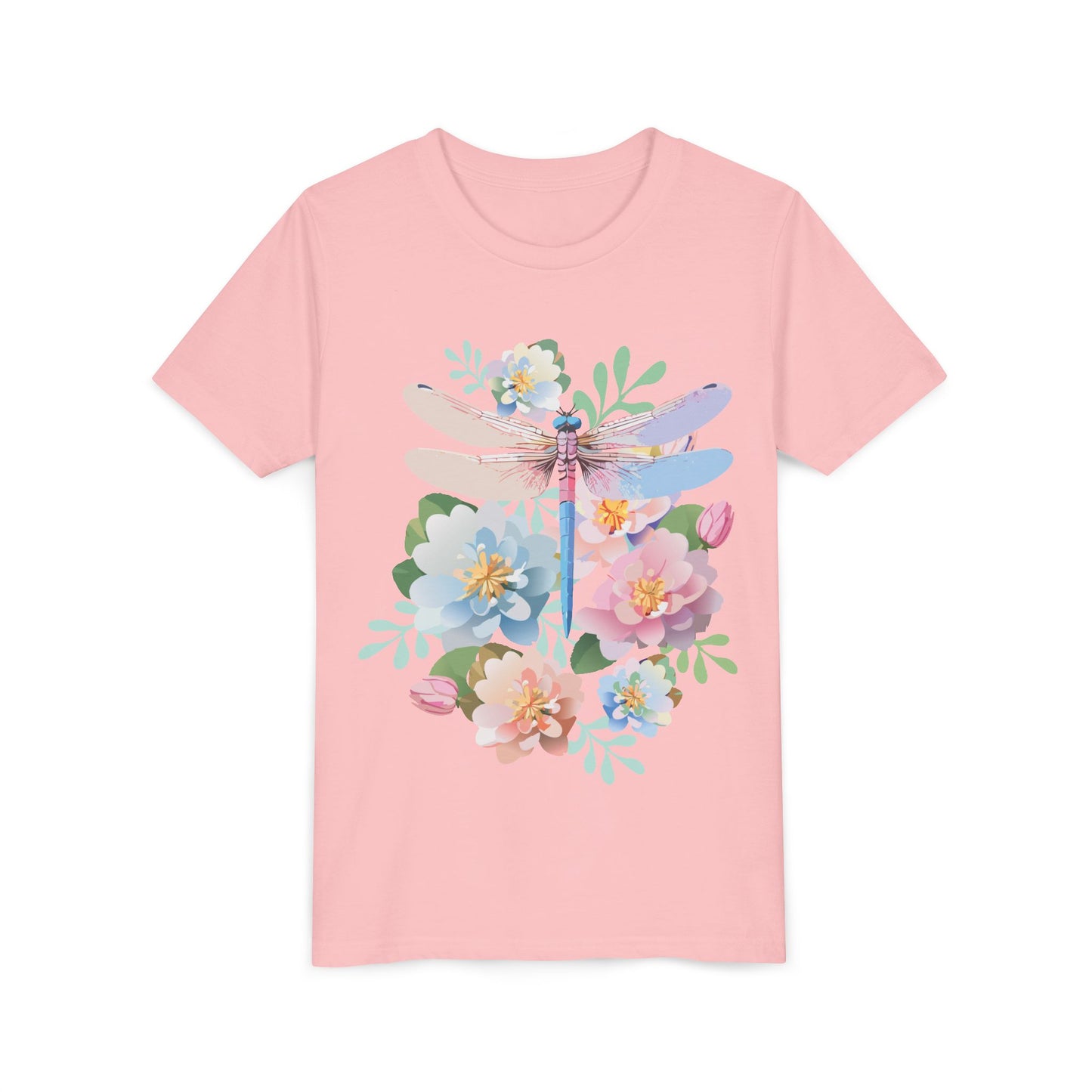 Dragonfly Blossom Youth Tee - Colorful Short Sleeve T-Shirt for Spring Celebrations (9-14)