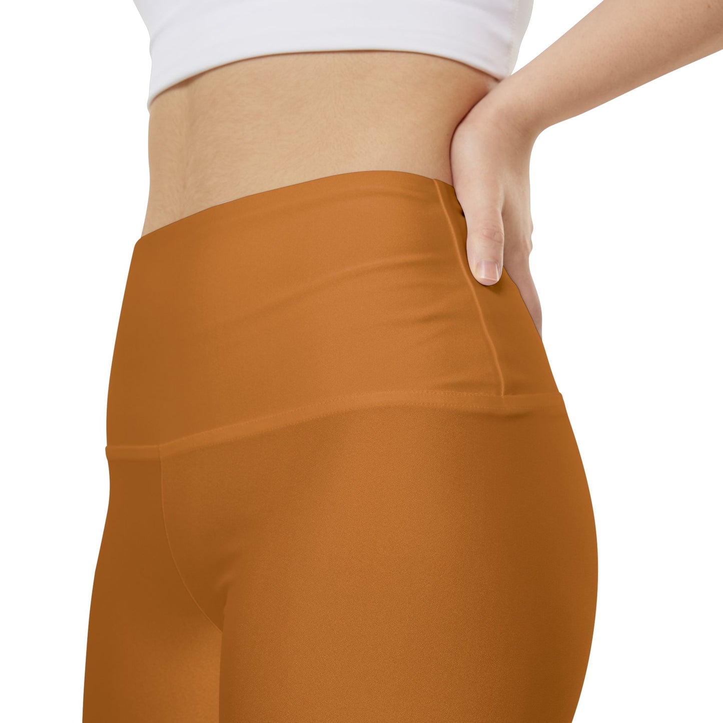 Ochre Orange Workout Shorts — High-Waist Women’s Biker Shorts (Solid Rust)