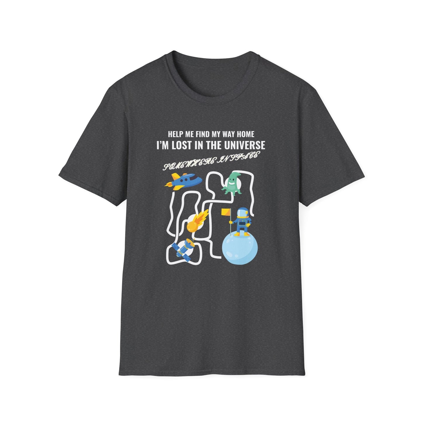Lost in the Universe TShirt Unisex Cotton Cute Space Maze Graphic Tee