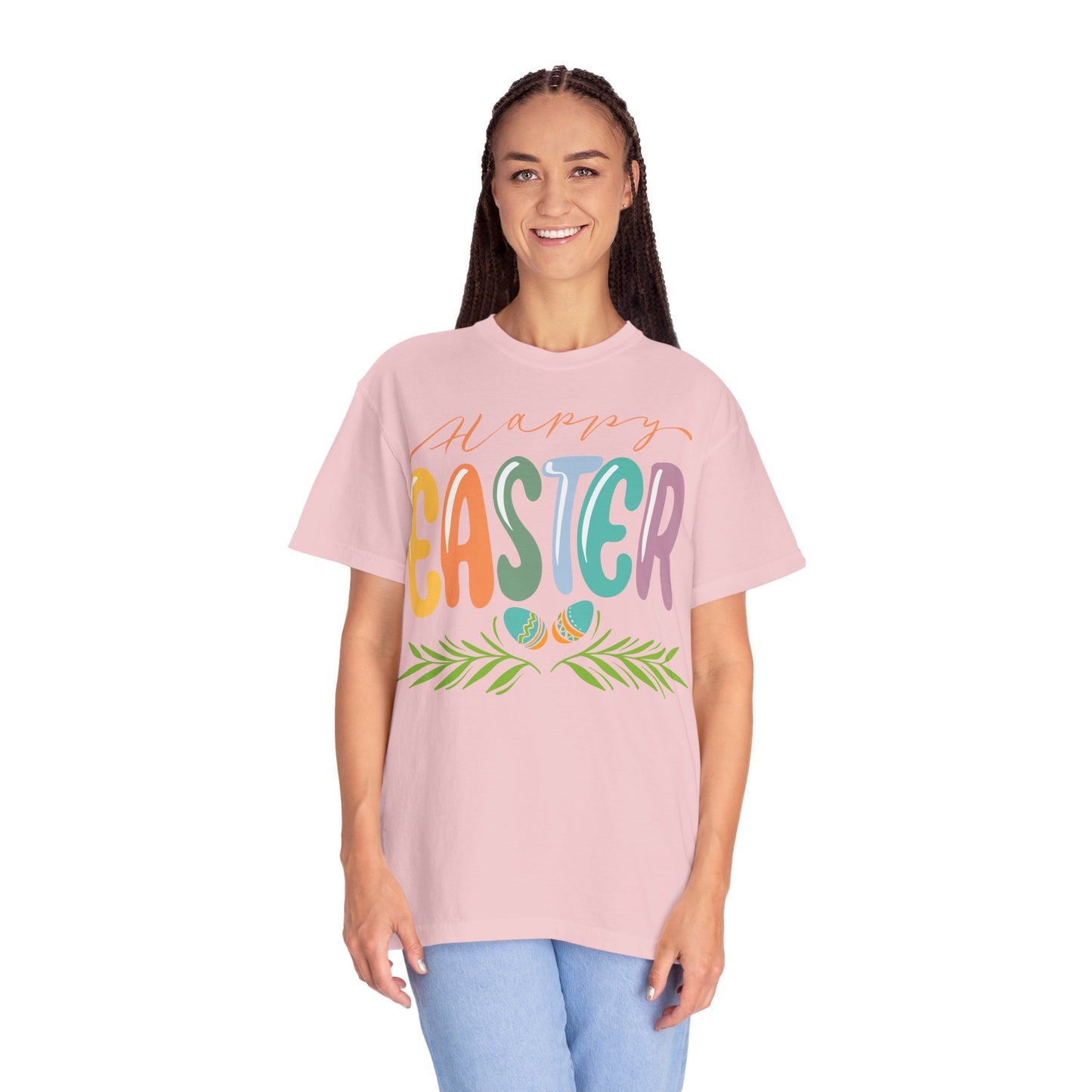 Happy Easter T-Shirt, Tee Shirt with Easter Signature, T Shirt with Easter Prints, Tee Shirt with Easter Design