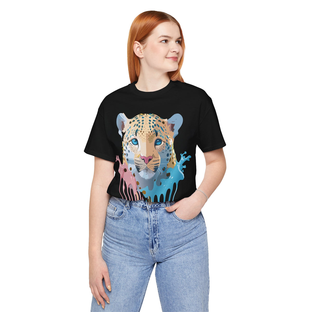 Cheetah Graphic Unisex Cotton Bella+Canvas Tee with Art Animal Design e304