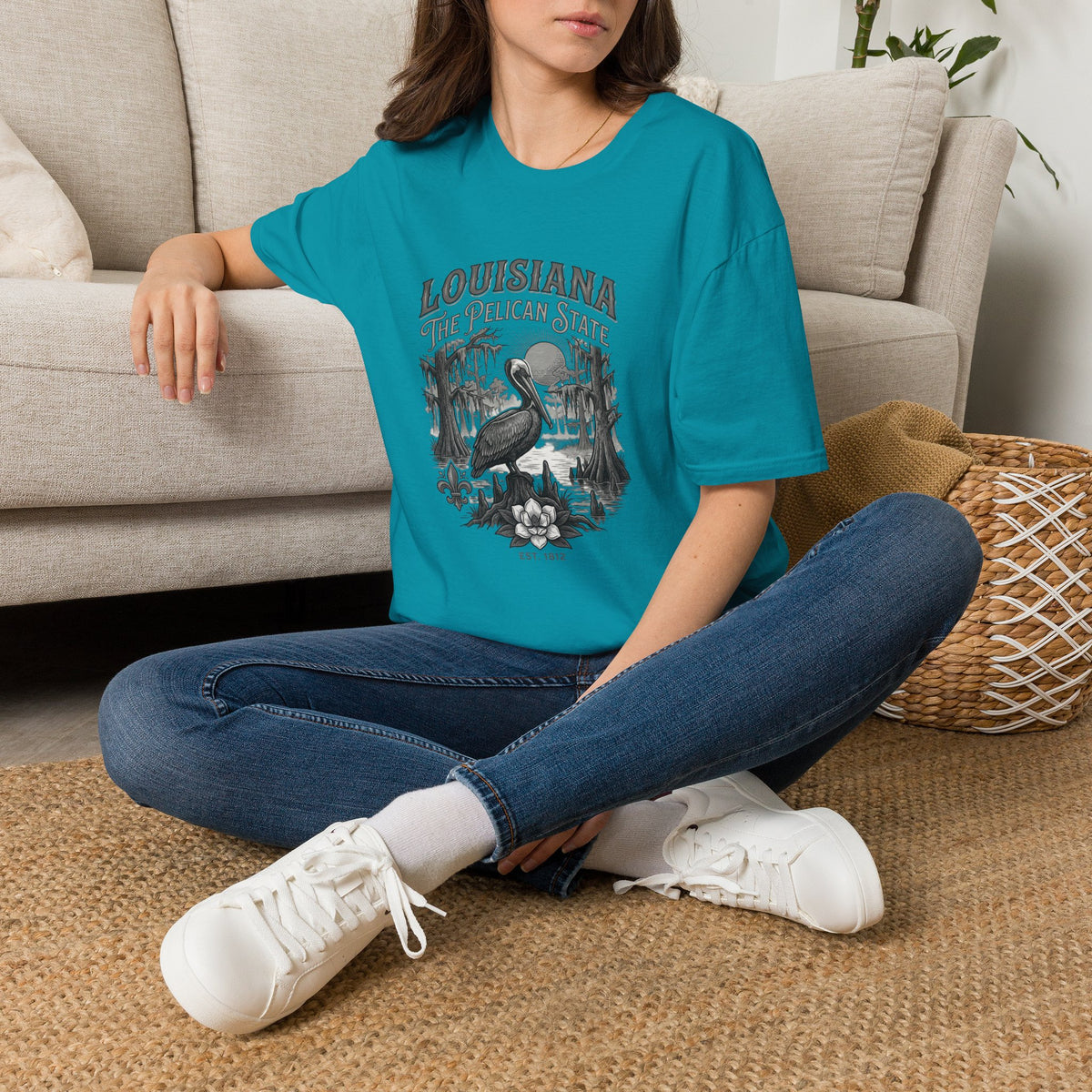 Louisiana Pelican State T-Shirt — Vintage Travel Tourist Graphic Design Unisex 100 Cotton Gildan T-Shirt