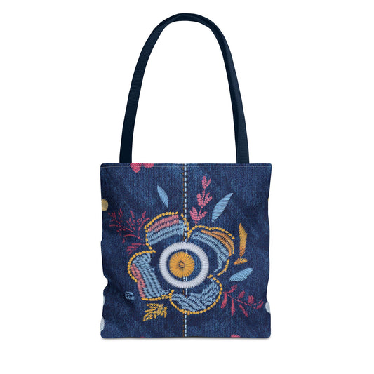 Denim Fabric Imitation Print Unisex Canvas Bag Poly Spun 3 Sizes Tote Bag 159-9