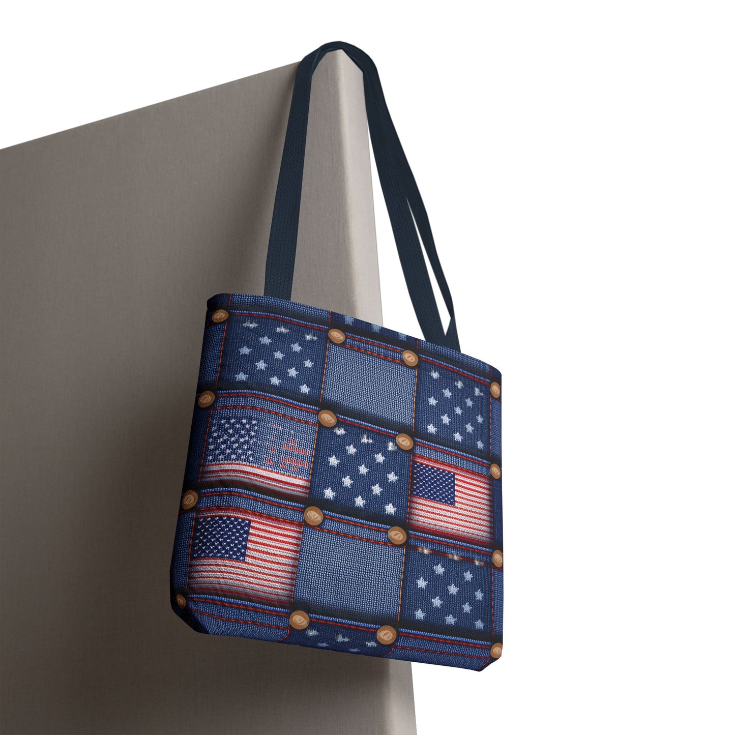 4th of July Graphic Denim Fabric Imitation Print Unisex Canvas Bag Poly Spun 3 Sizes Tote Bag 200-18
